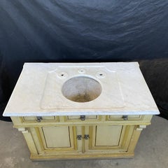 Spectacular 19th Century French Marble Countertop Sink Cabinet