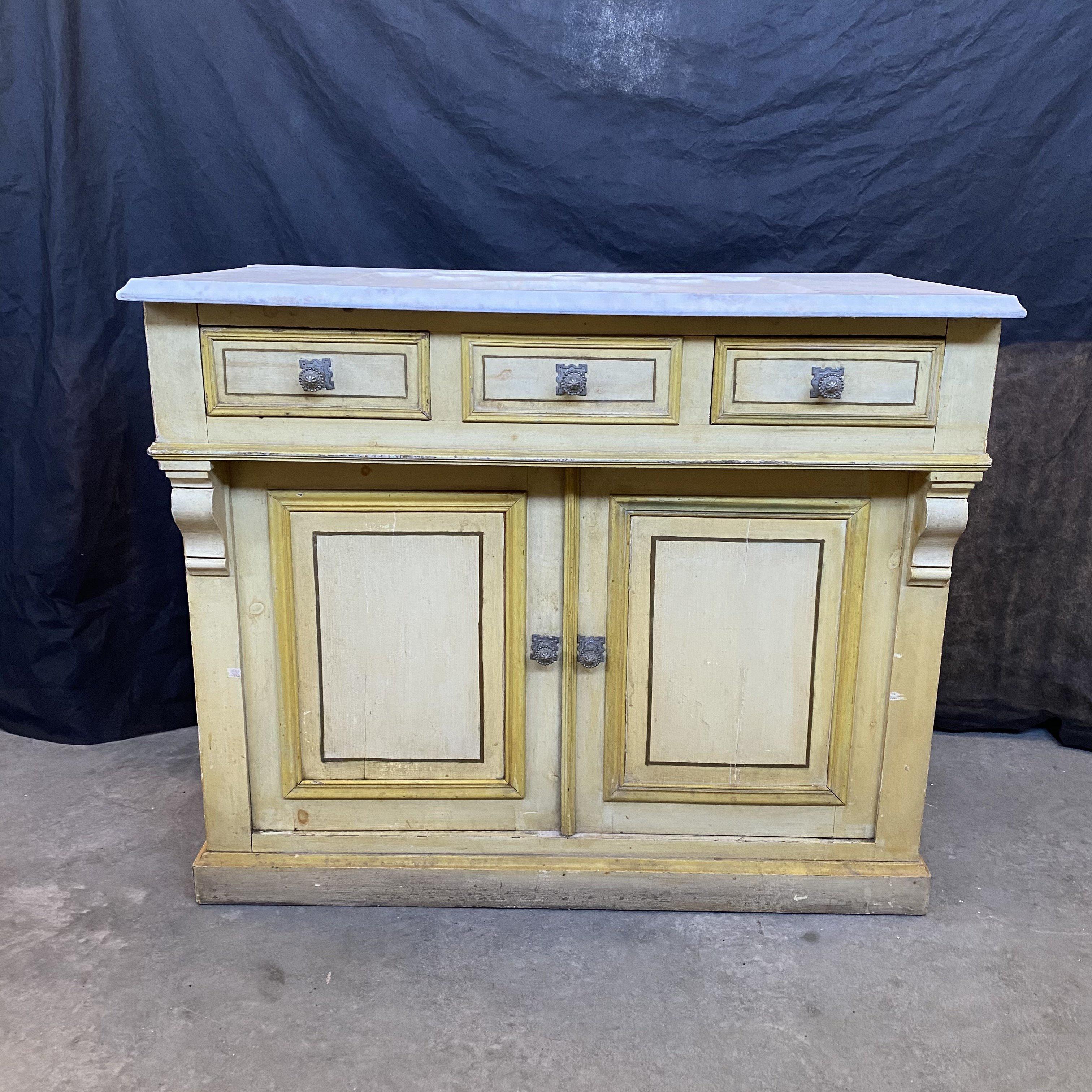 French Provincial Spectacular 19th Century French Marble Countertop Sink Cabinet For Sale