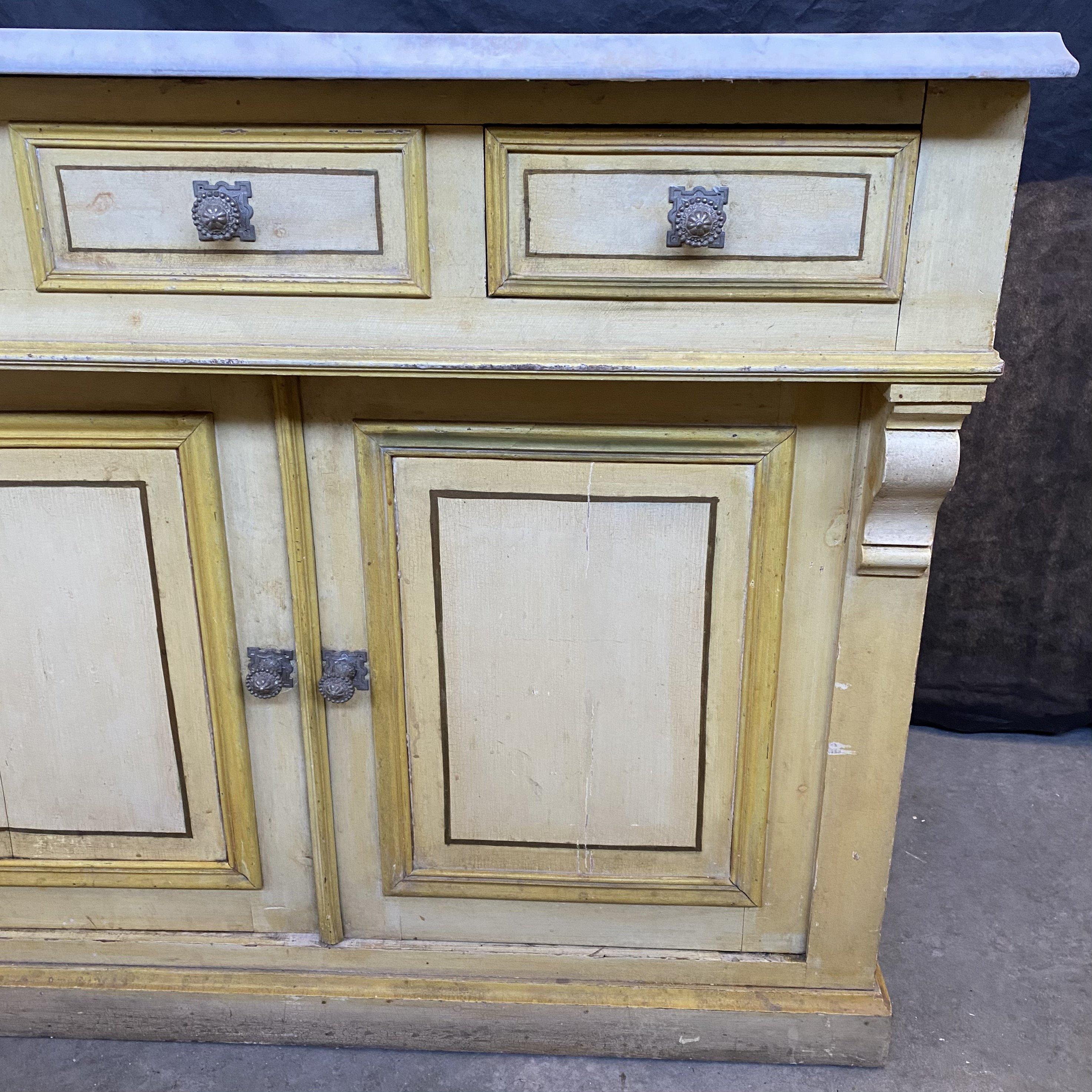 Spectacular 19th Century French Marble Countertop Sink Cabinet In Good Condition For Sale In Hopewell, NJ