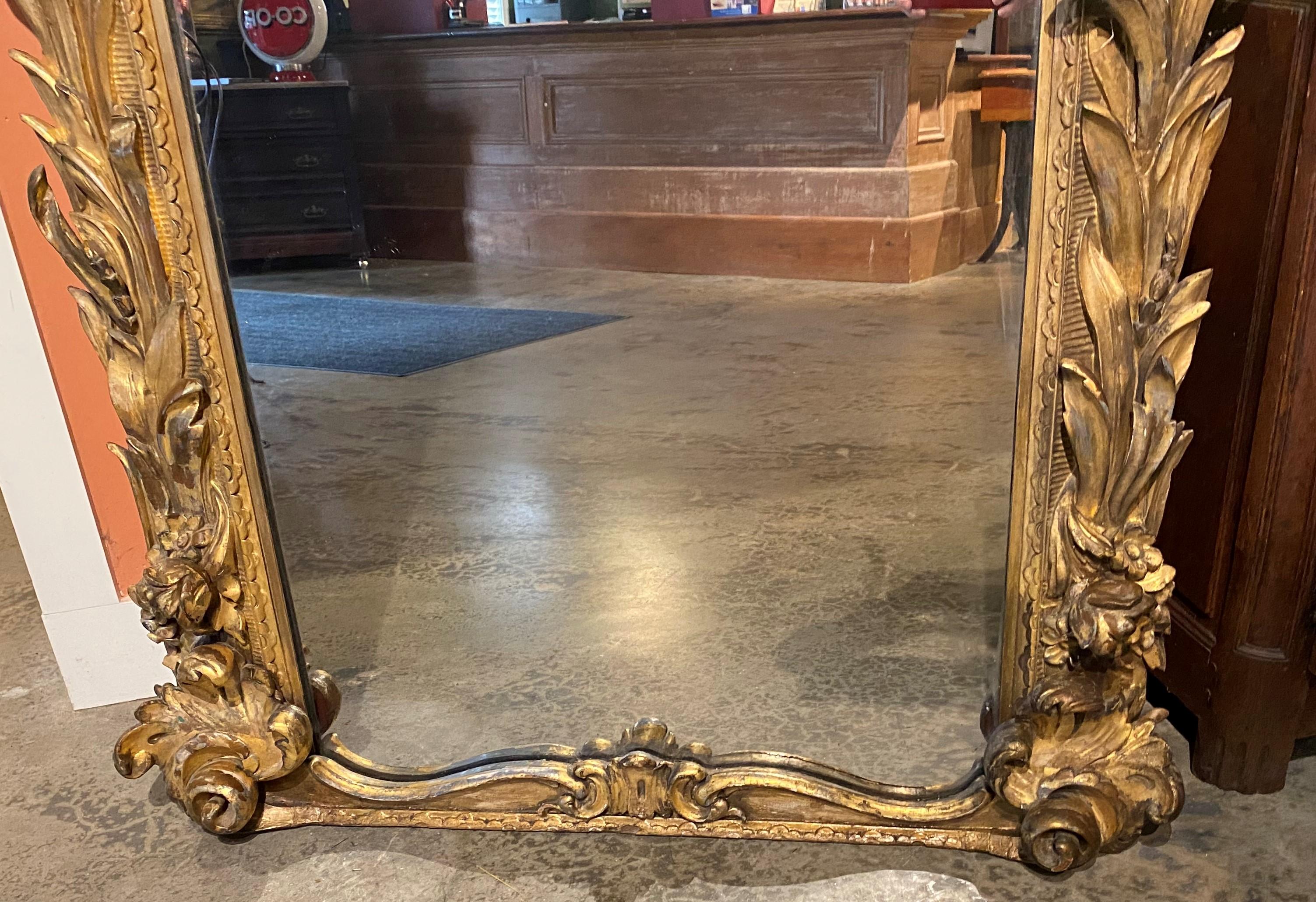 Gesso Spectacular 19th Century Italian Carved & Giltwood Rococo Pier Mirror with Table