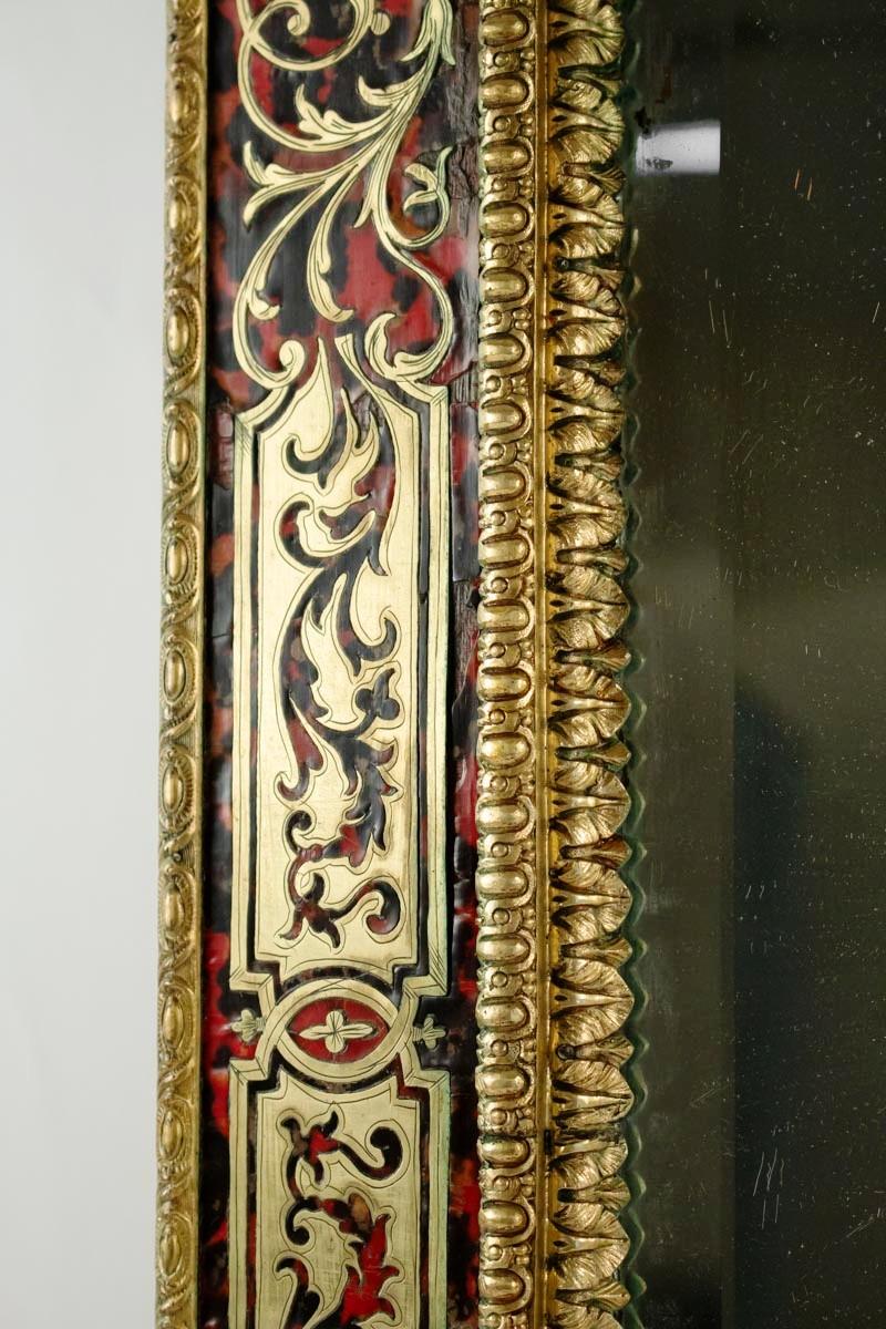 Brass Spectacular 19th Century Mirror in Boulle Marquetry, France, Late 19th Century