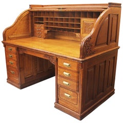 Antique Spectacular 19th Century Oak Roll Top Desk by A. Petersen & Co. of Chicago