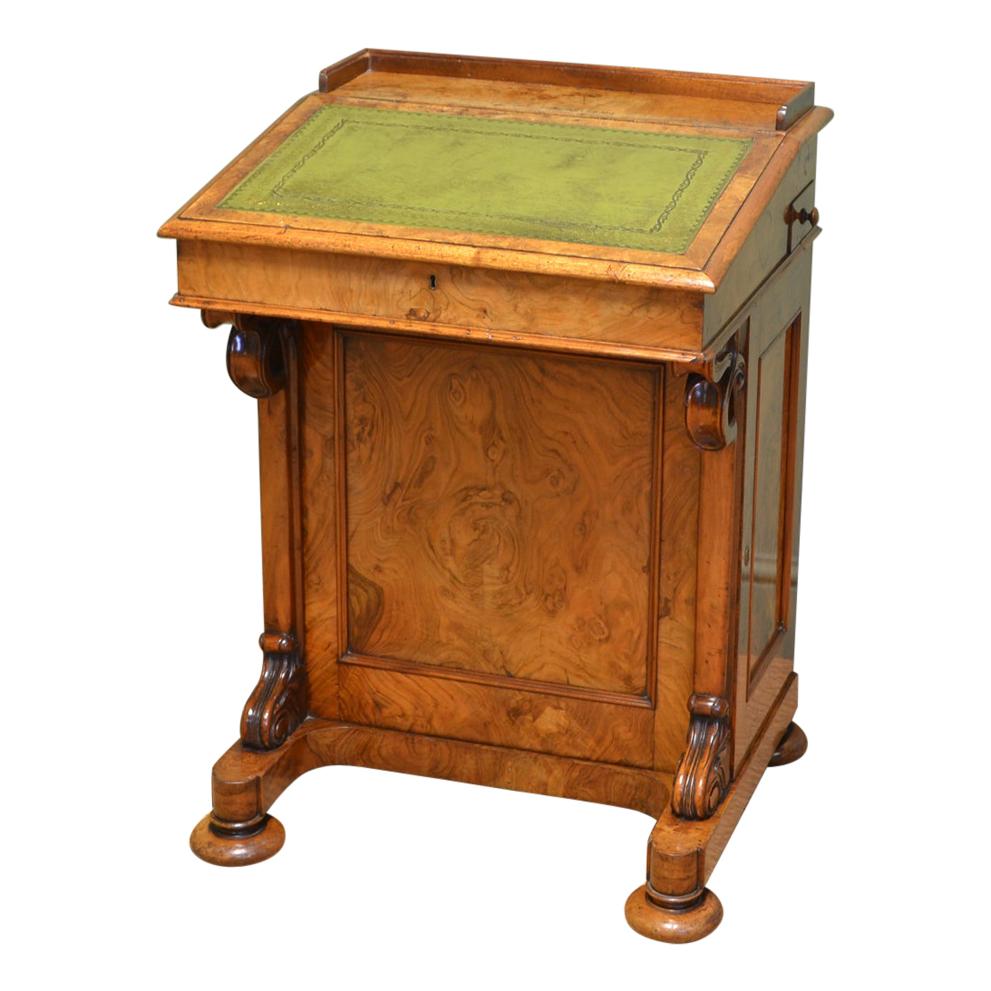 Spectacular 19th Century Quality Victorian Figured Walnut Antique Davenport Desk For Sale