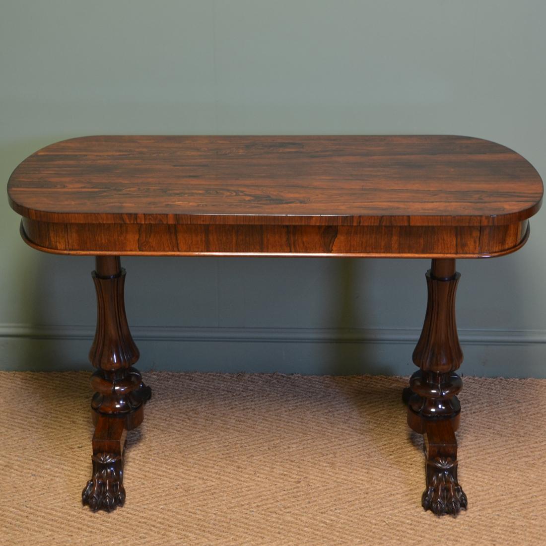 Spectacular 19th Century William IV Figured Rosewood Antique Writing Table For Sale 4
