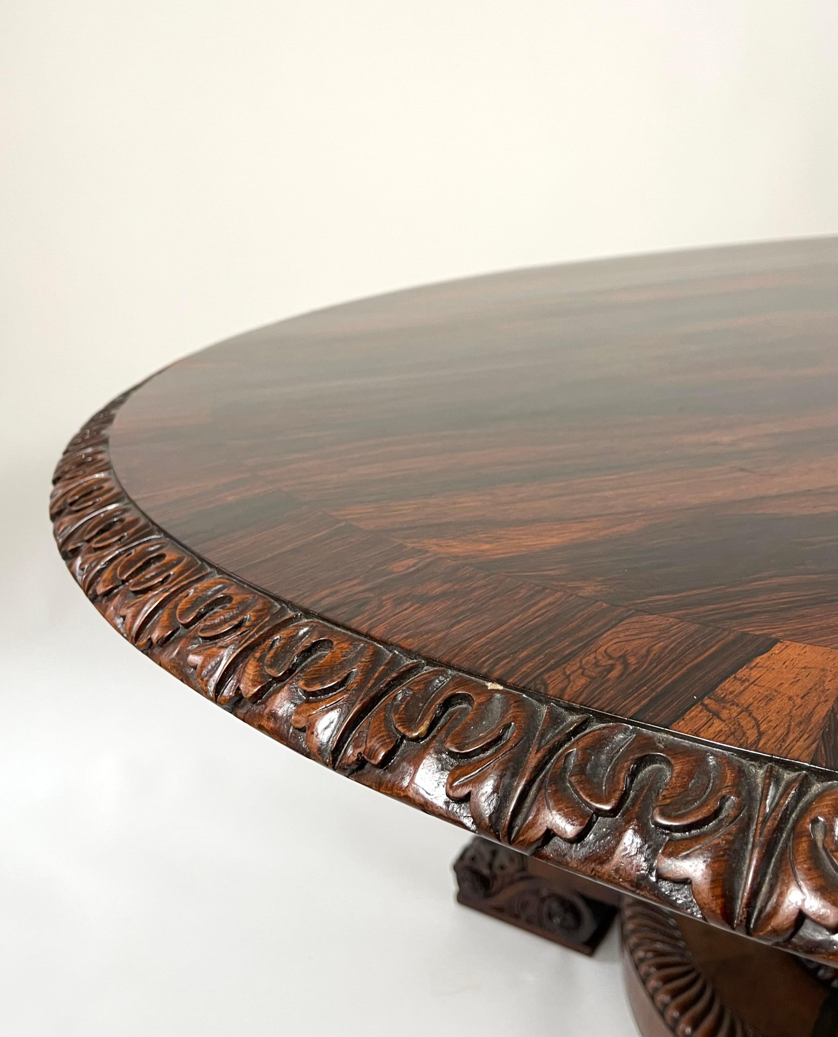 Spectaculaire table de salle à manger ou de centre en palissandre William IV du 19e siècle en vente 3