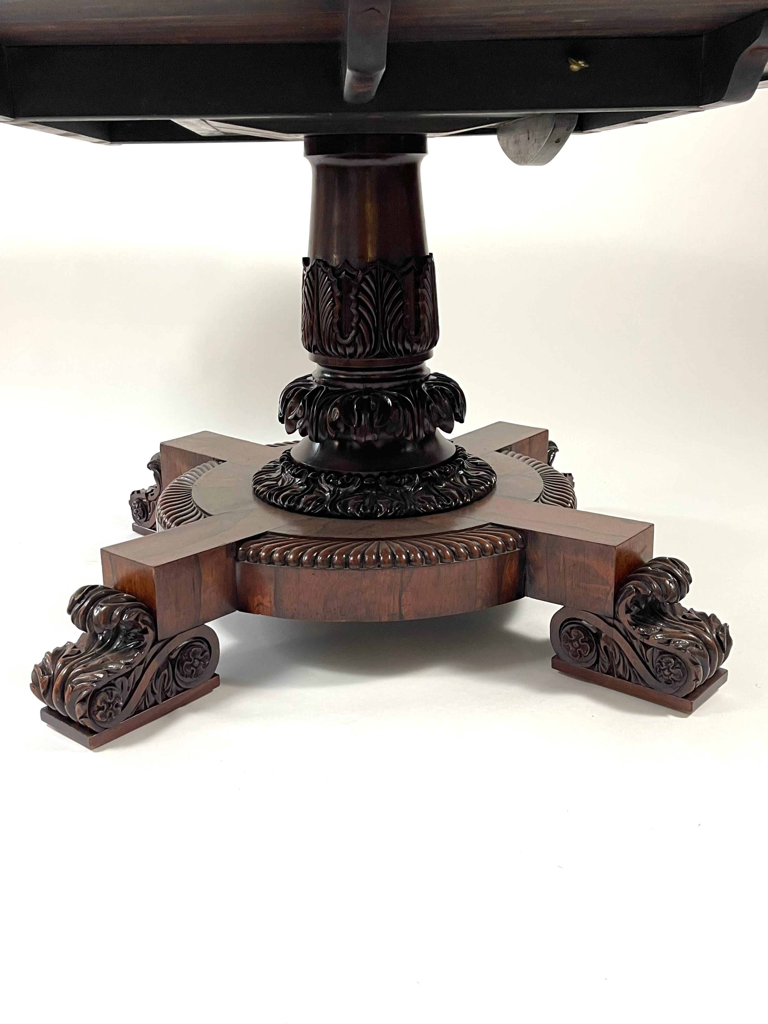 Carved Spectacular 19th Century William IV Rosewood Dining or Center Table For Sale