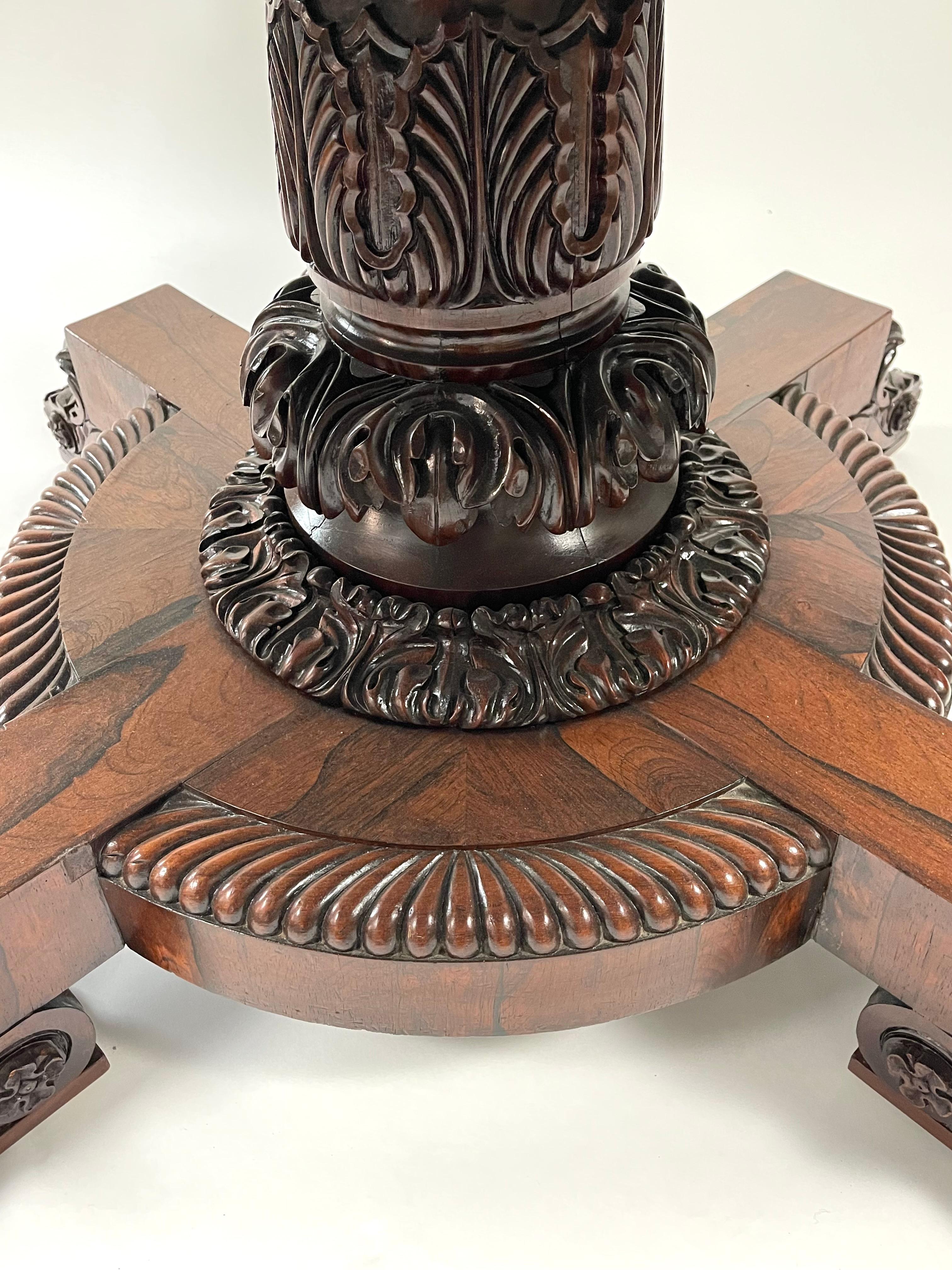 Spectacular 19th Century William IV Rosewood Dining or Center Table In Good Condition For Sale In Essex, MA