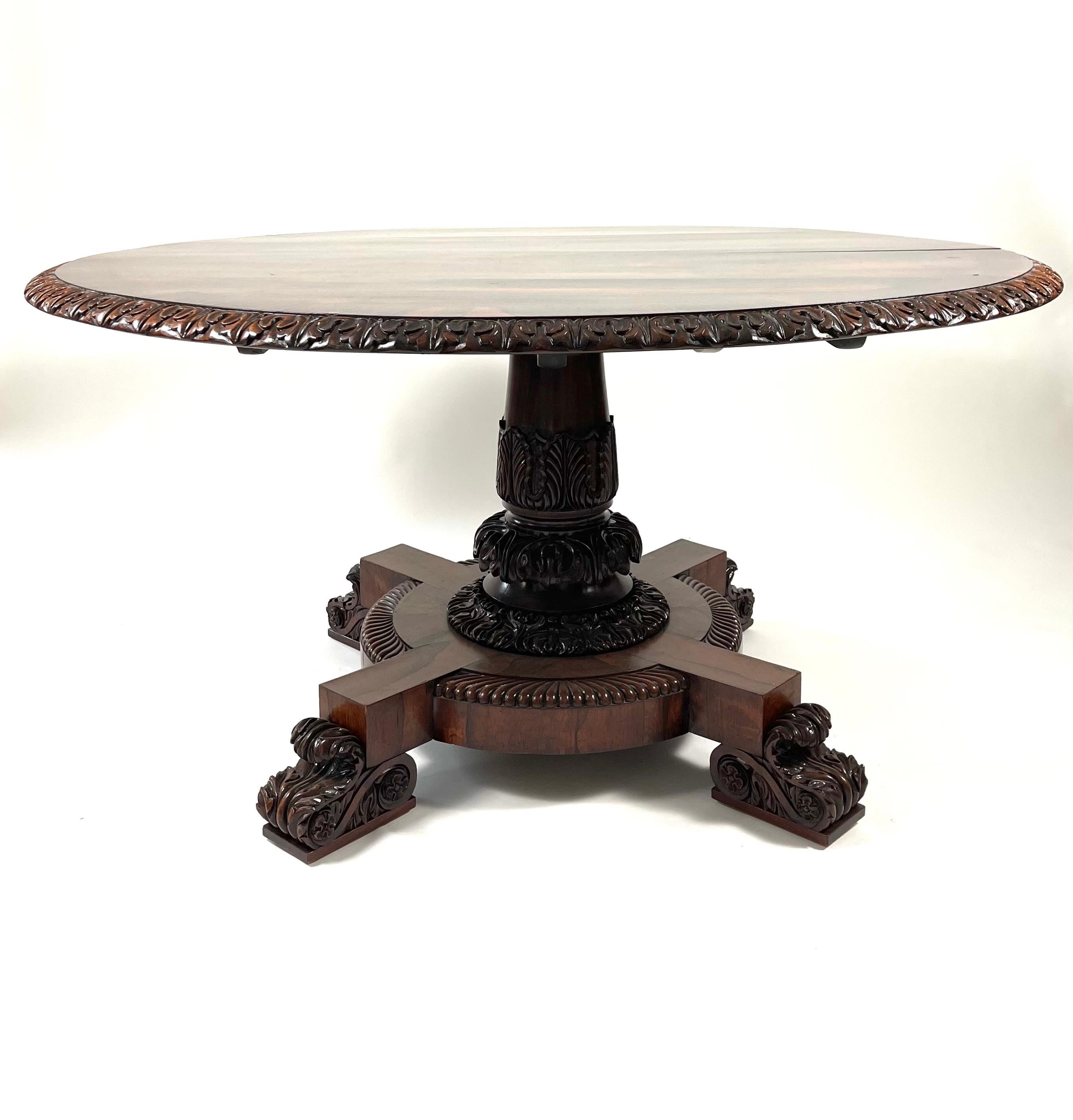 Spectaculaire table de salle à manger ou de centre en palissandre William IV du 19e siècle en vente 2