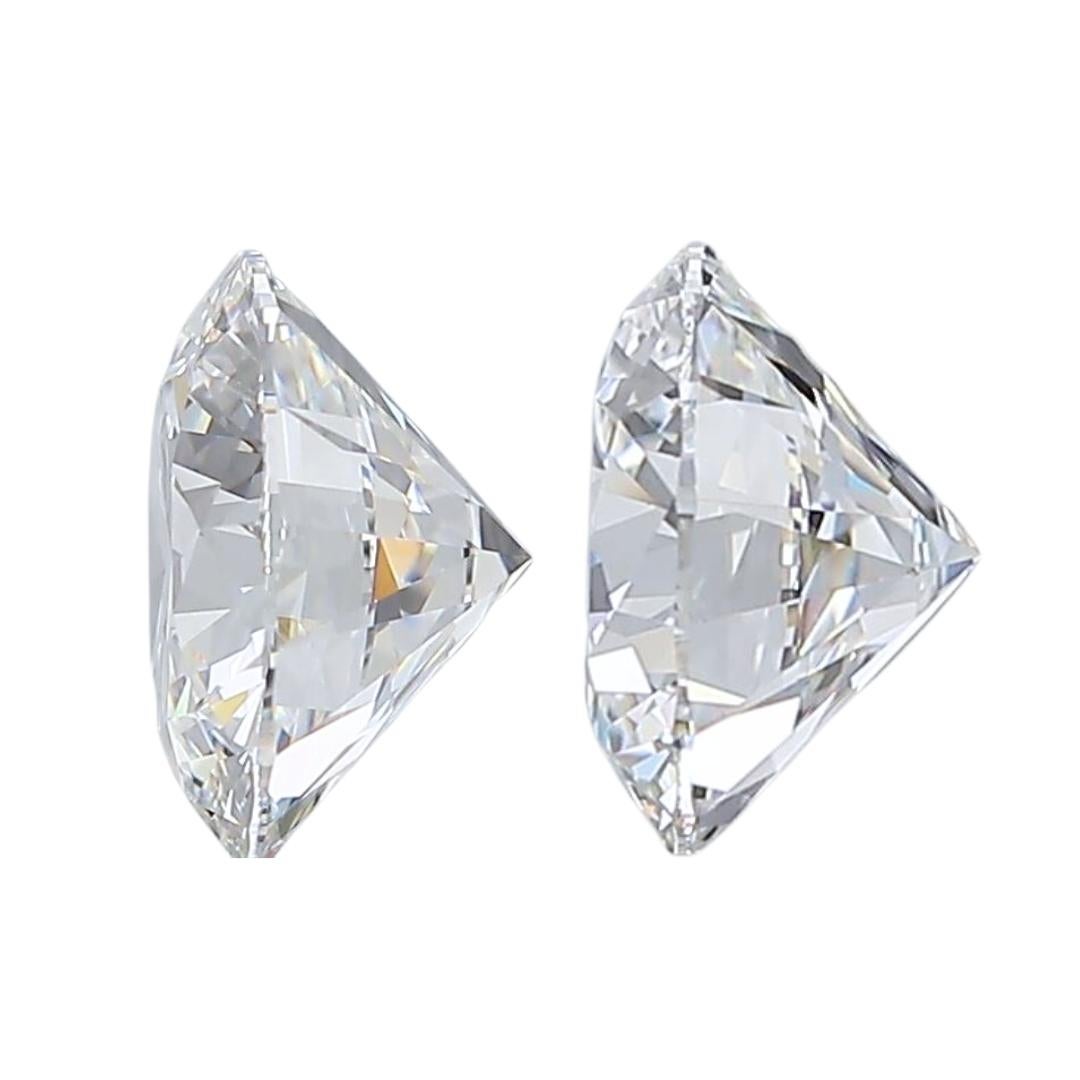 Spectaculaire paire de diamants taille idéale de 2,05 carats de qualité supérieure et certifiés IGI Pour femmes en vente