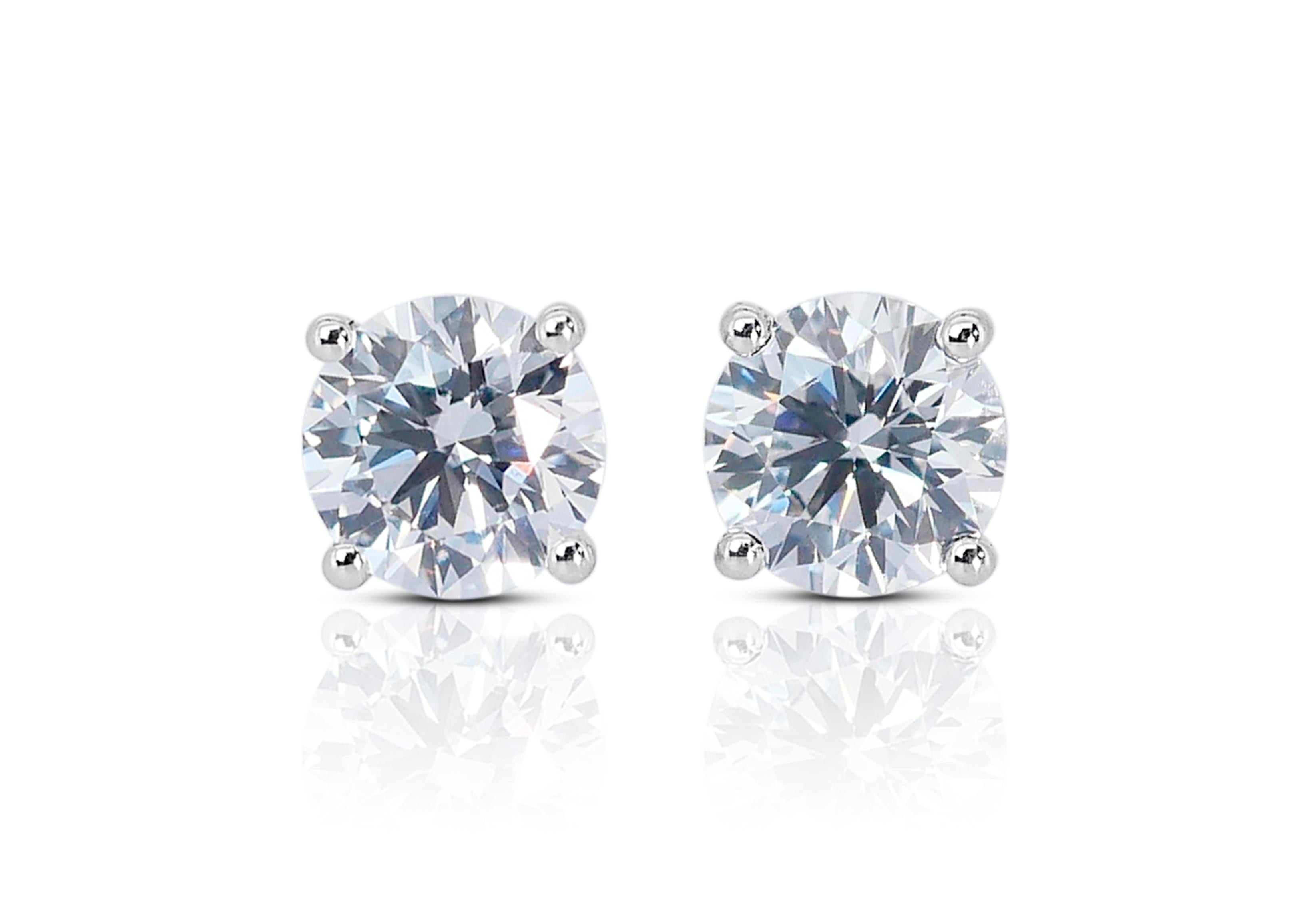 Spectacular 2.06ct Diamond Stud Earrings in 18k White Gold - GIA Certified For Sale 5