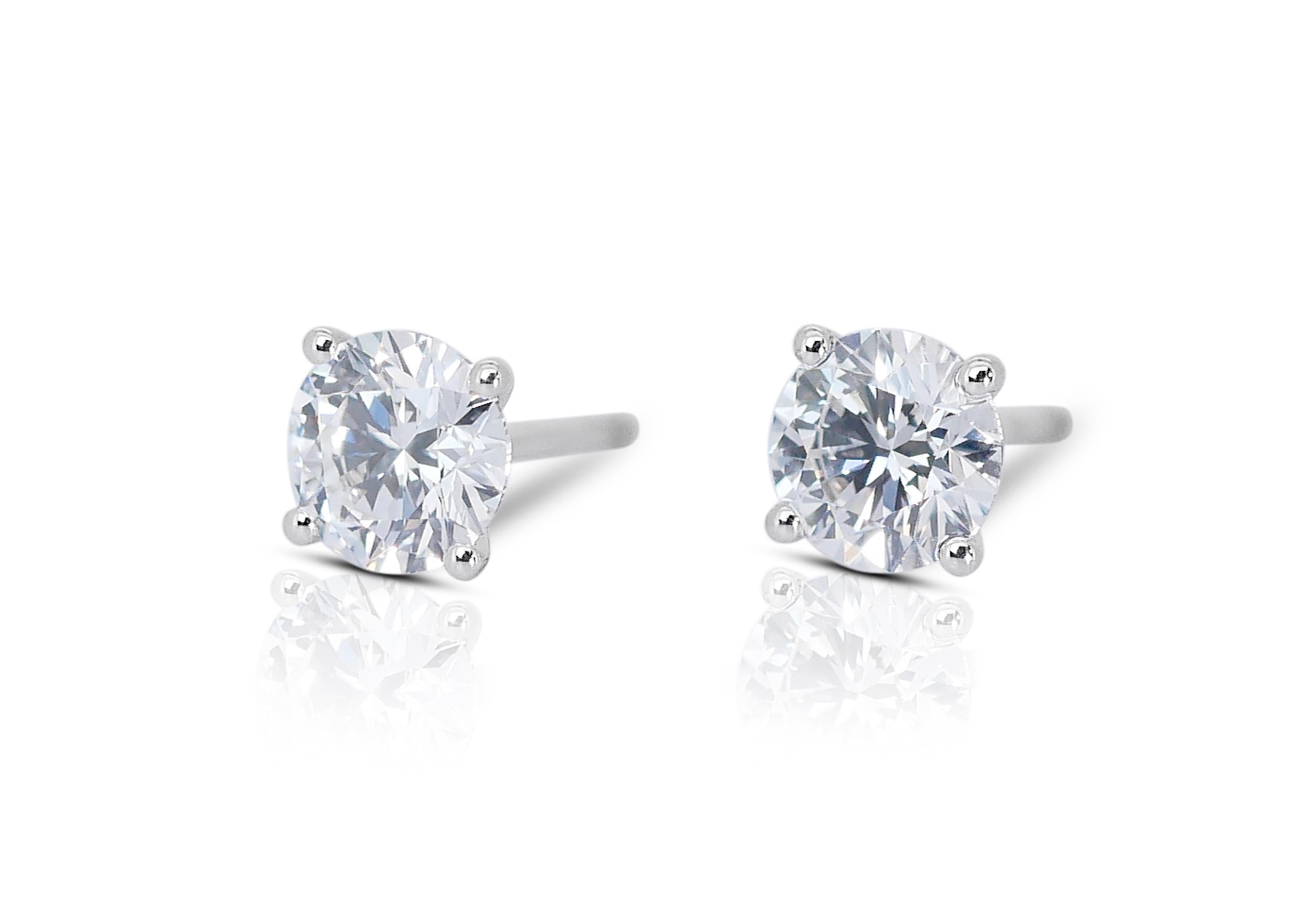 Women's Spectacular 2.06ct Diamond Stud Earrings in 18k White Gold - GIA Certified For Sale