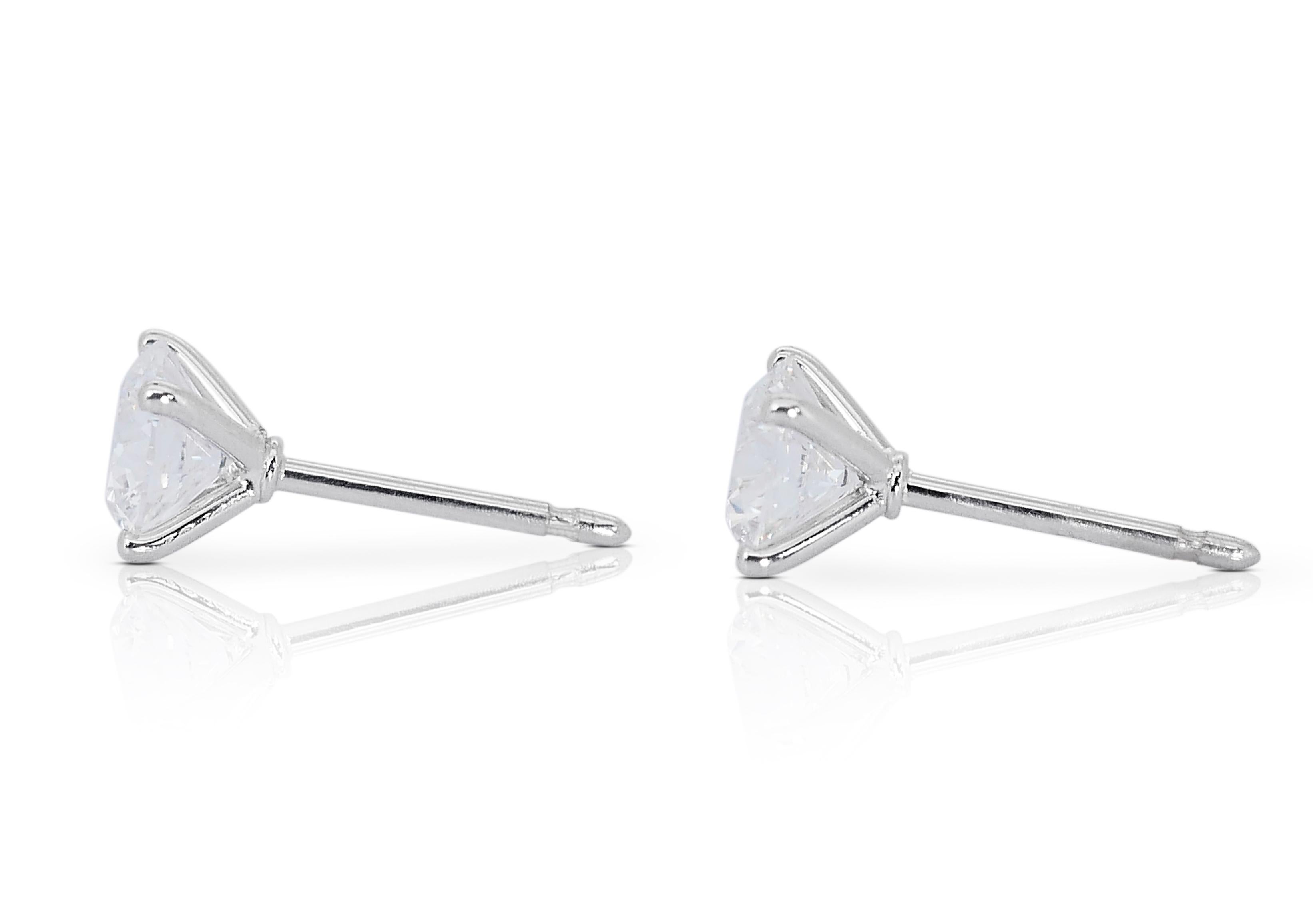 Spectacular 2.06ct Diamond Stud Earrings in 18k White Gold - GIA Certified For Sale 1