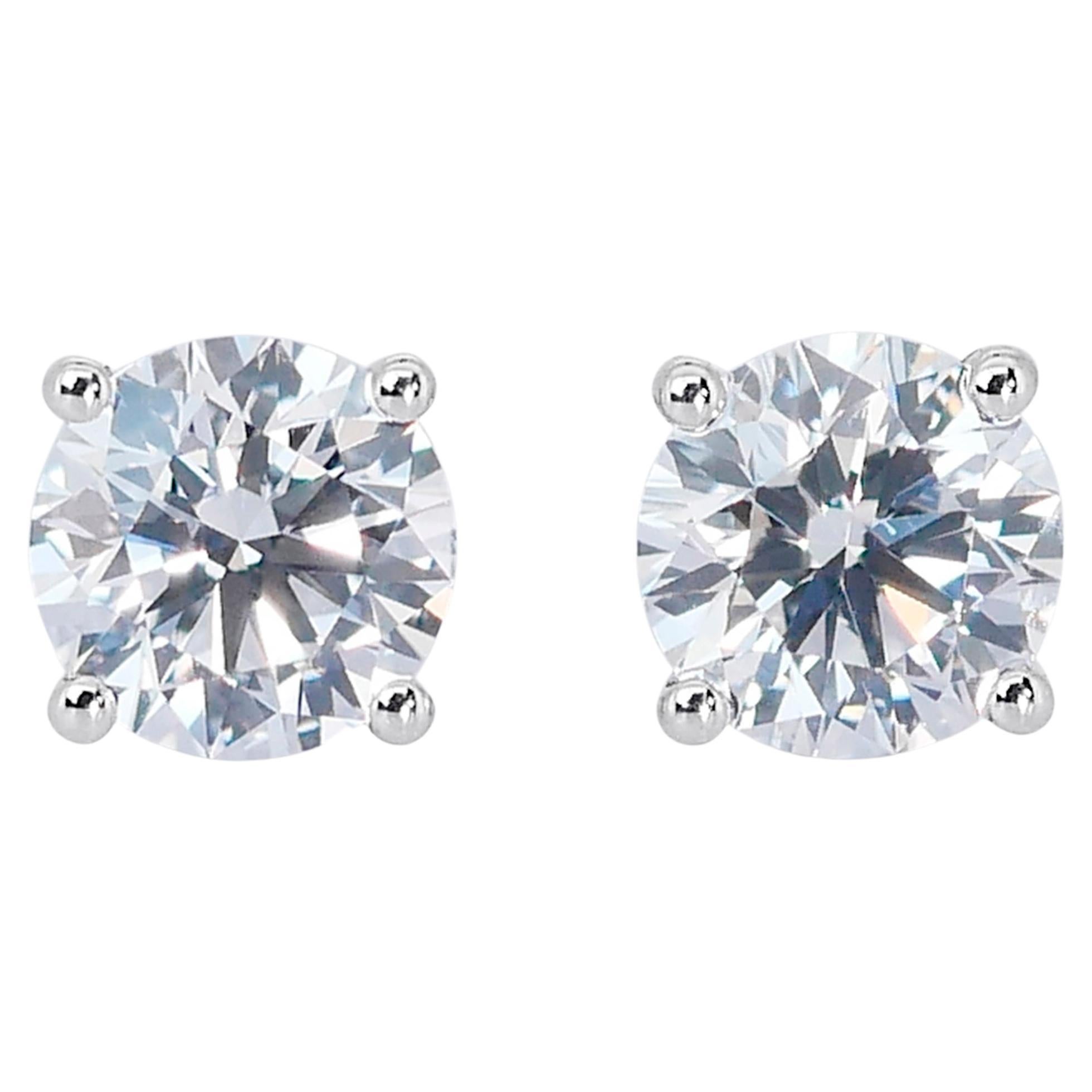 Spectacular 2.06ct Diamond Stud Earrings in 18k White Gold - GIA Certified For Sale