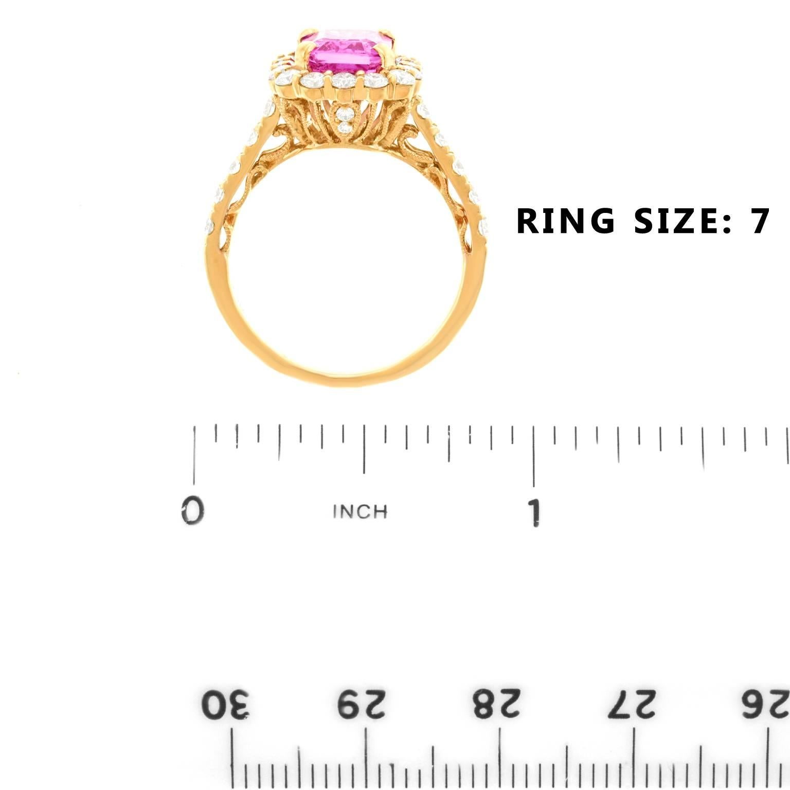 Spectacular 2.94 Carat Pink Sapphire and Diamond Set Gold Ring 1
