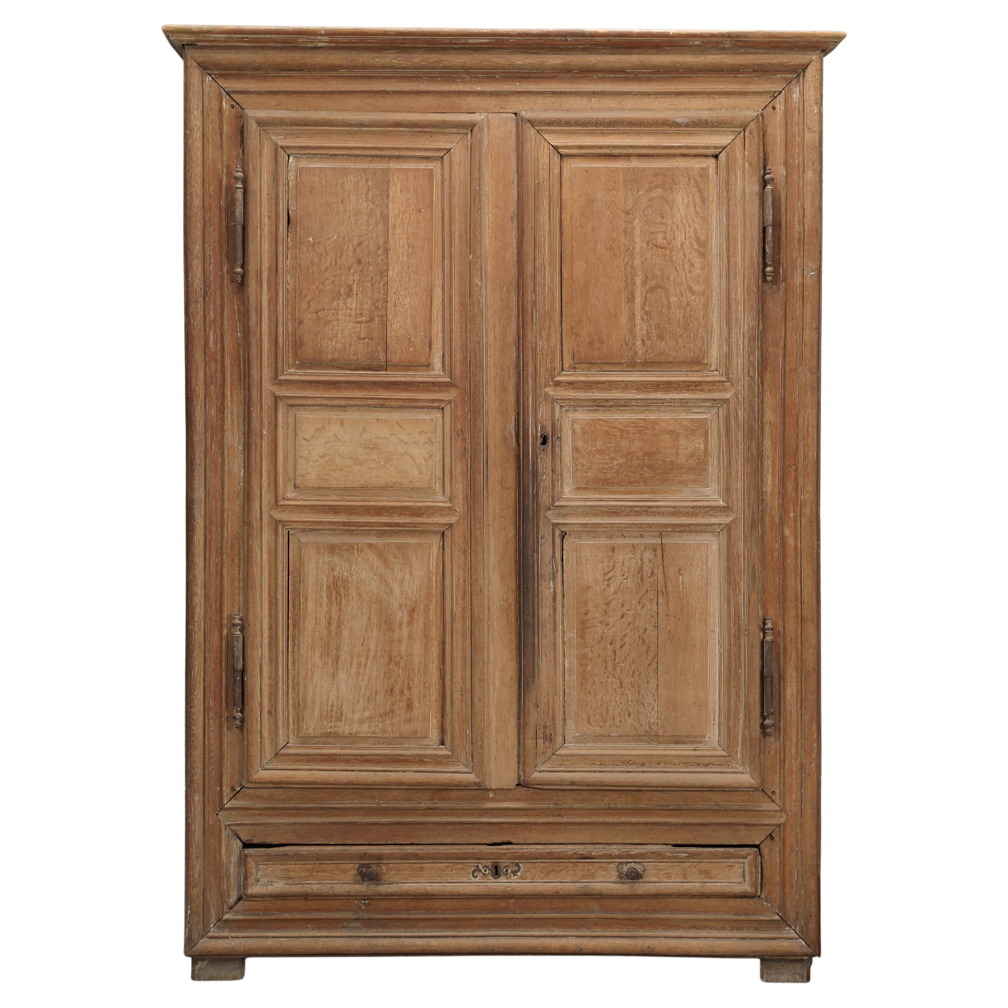 Antique Continental Armoire of Bookcase, Limed Oak Finish, Completely
