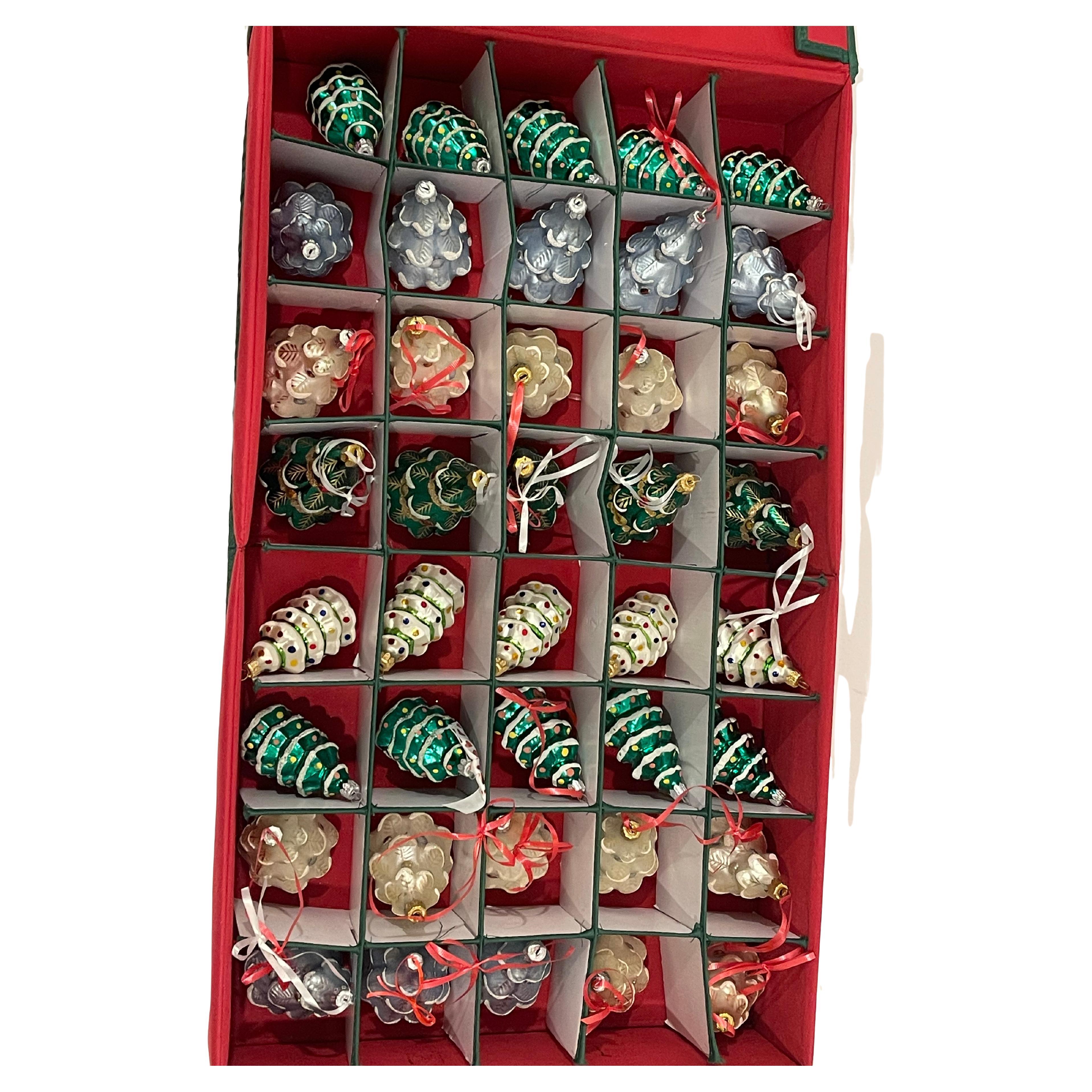 Spectaculaire 40 pcs Ornements de Noël Arbres Verre Allemand Vintage