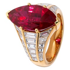Spectacular 6 Carat Ruby and Diamond Marquise Ring