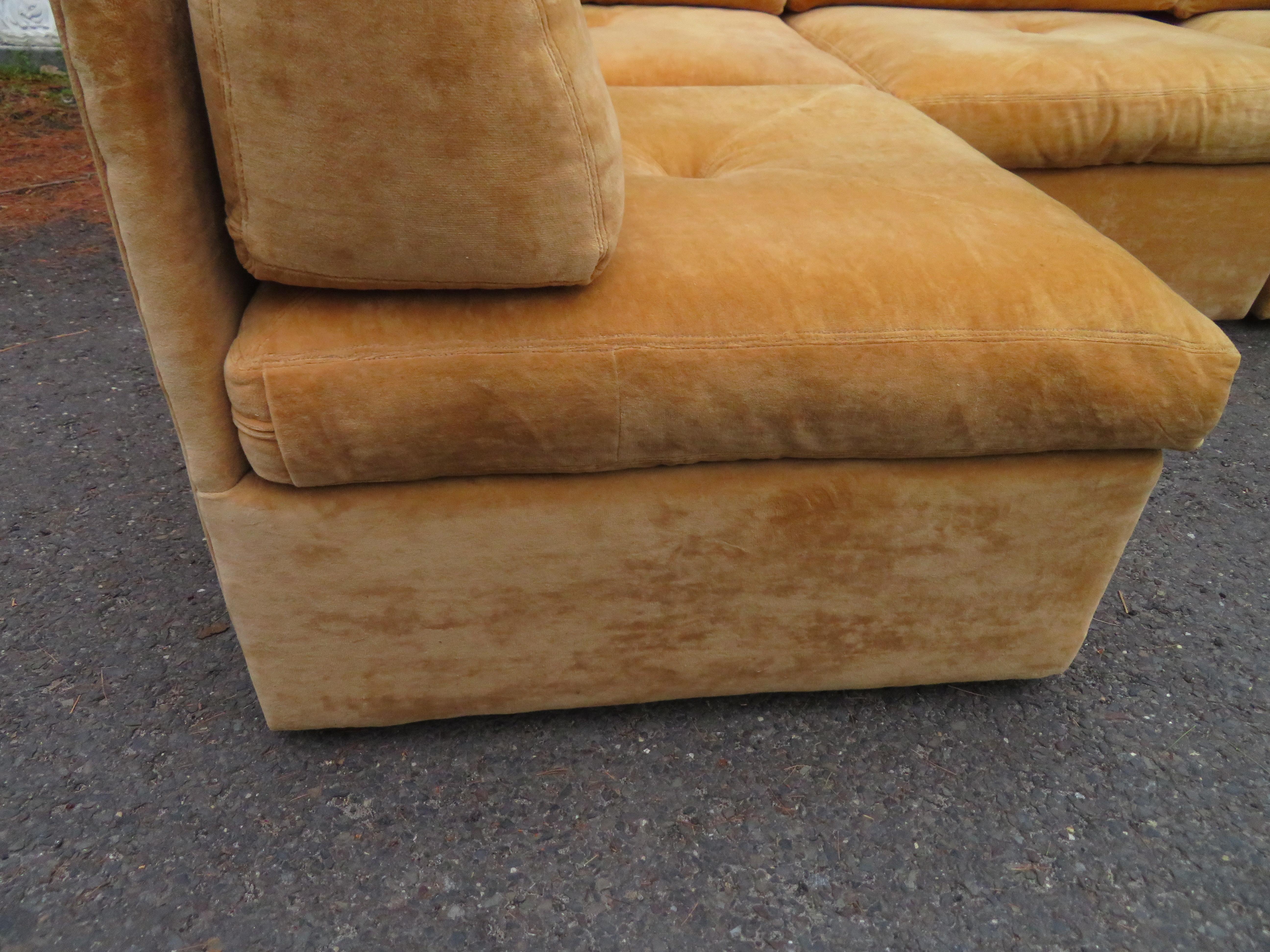 Spectacular 7 Piece Milo Baughman Style Cube Sectional Sofa Midcentury 3