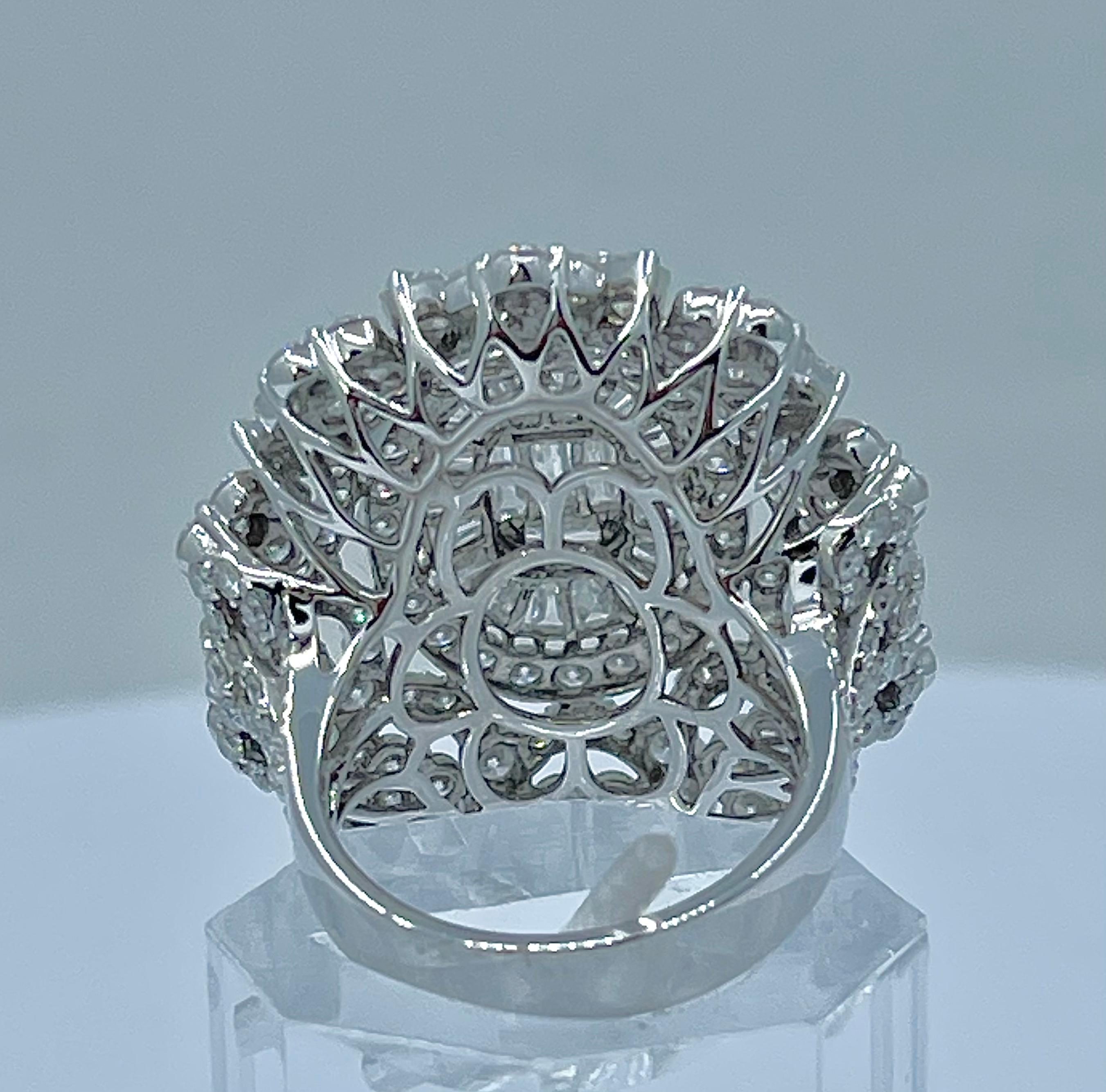Spectacular 9 Carat Diamond Large Medallion Shaped 18K White Gold Cocktail Ring 3