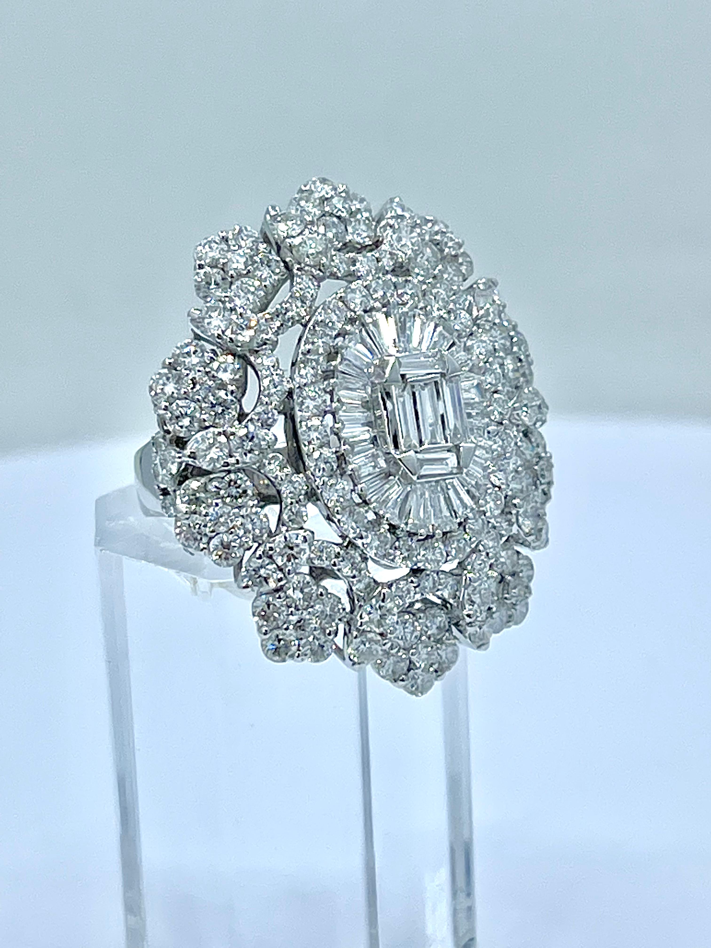 Women's Spectacular 9 Carat Diamond Large Medallion Shaped 18K White Gold Cocktail Ring