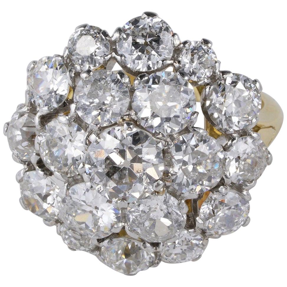 Spectacular 9.05 Carat Diamond Rare Cluster Ring For Sale