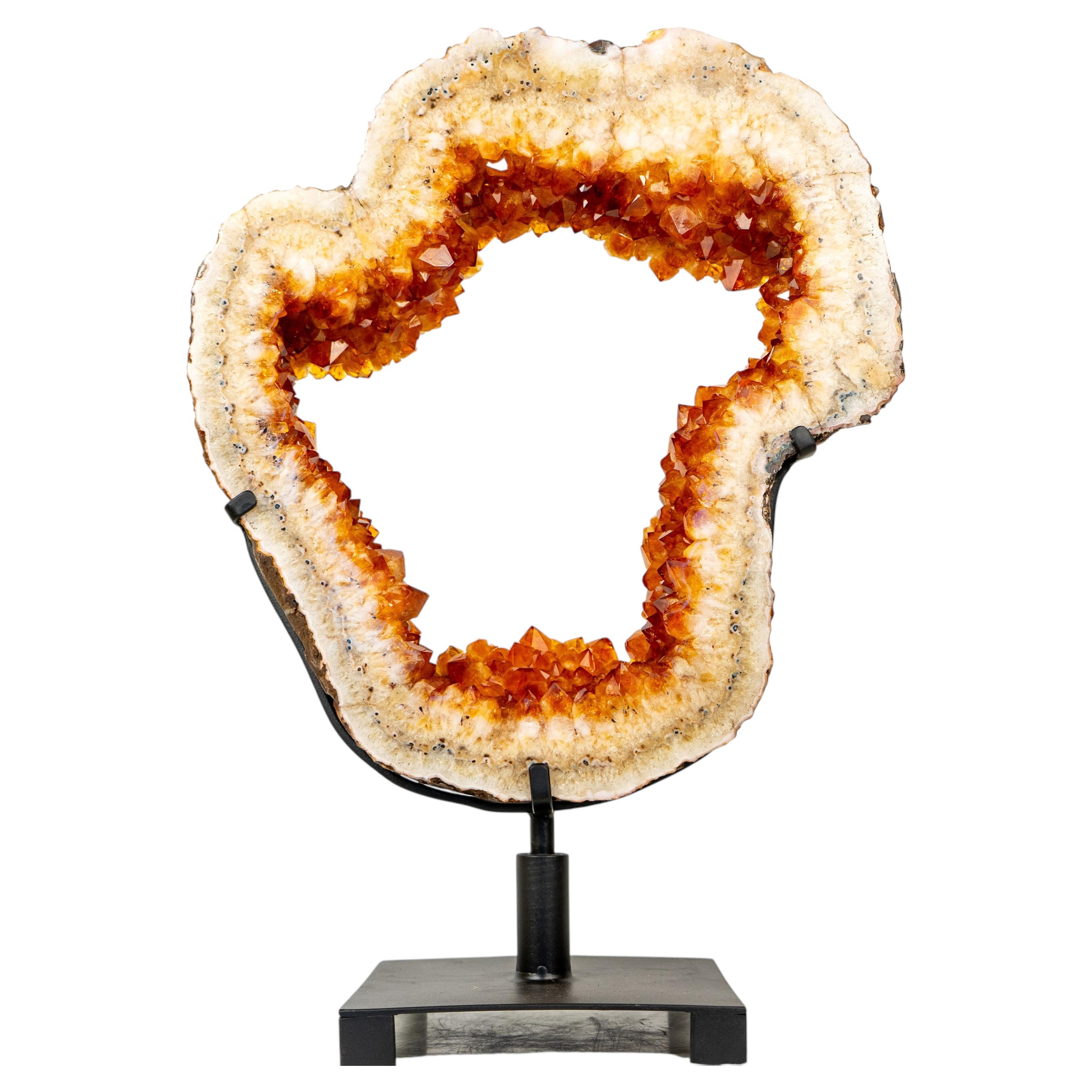 Spectacular AAA Madeira Citrine Geode Portal Slice For Sale
