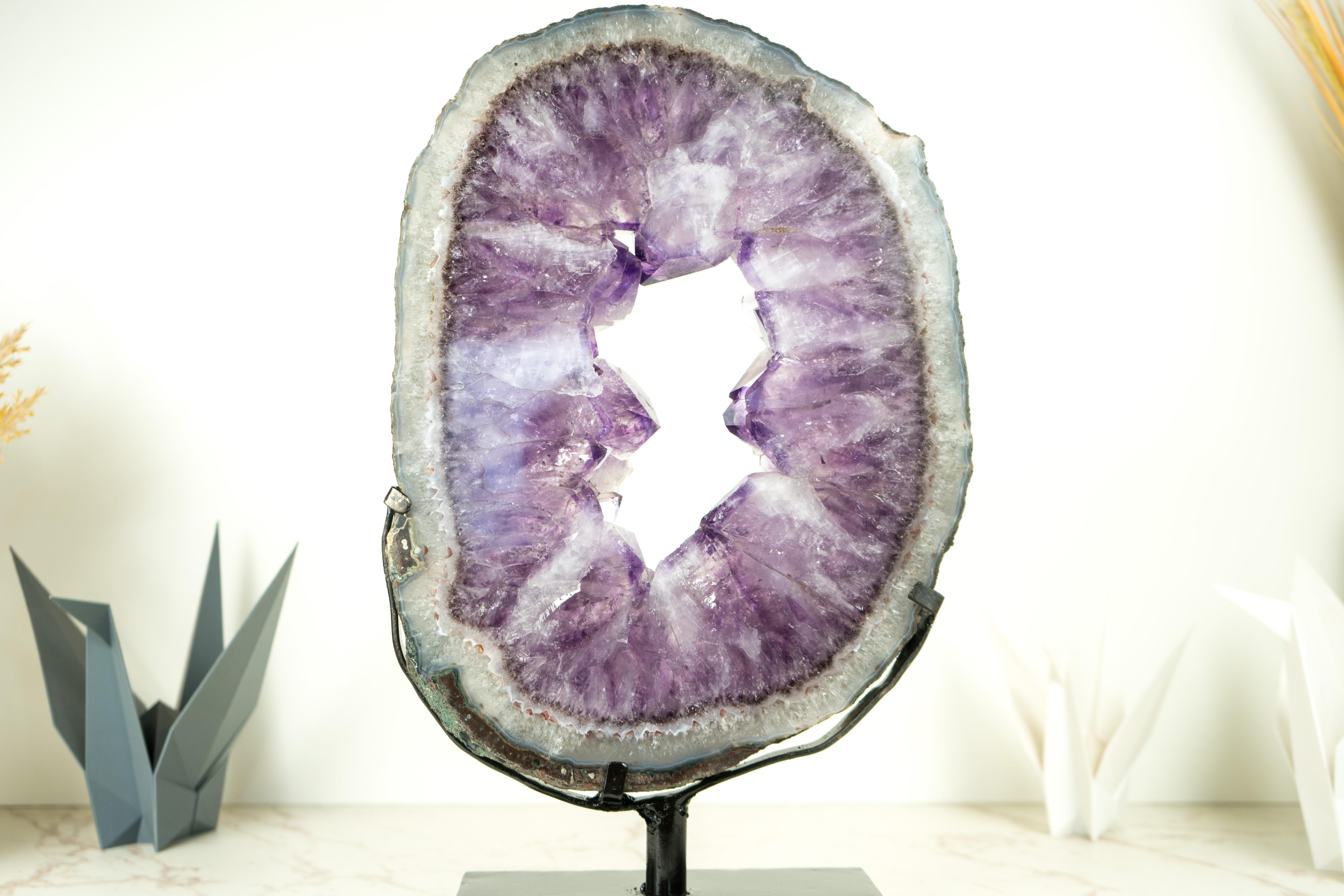 Contemporary Amethyst Portal with Large Deep Purple Amethyst Druzy - Dual-Sided For Sale