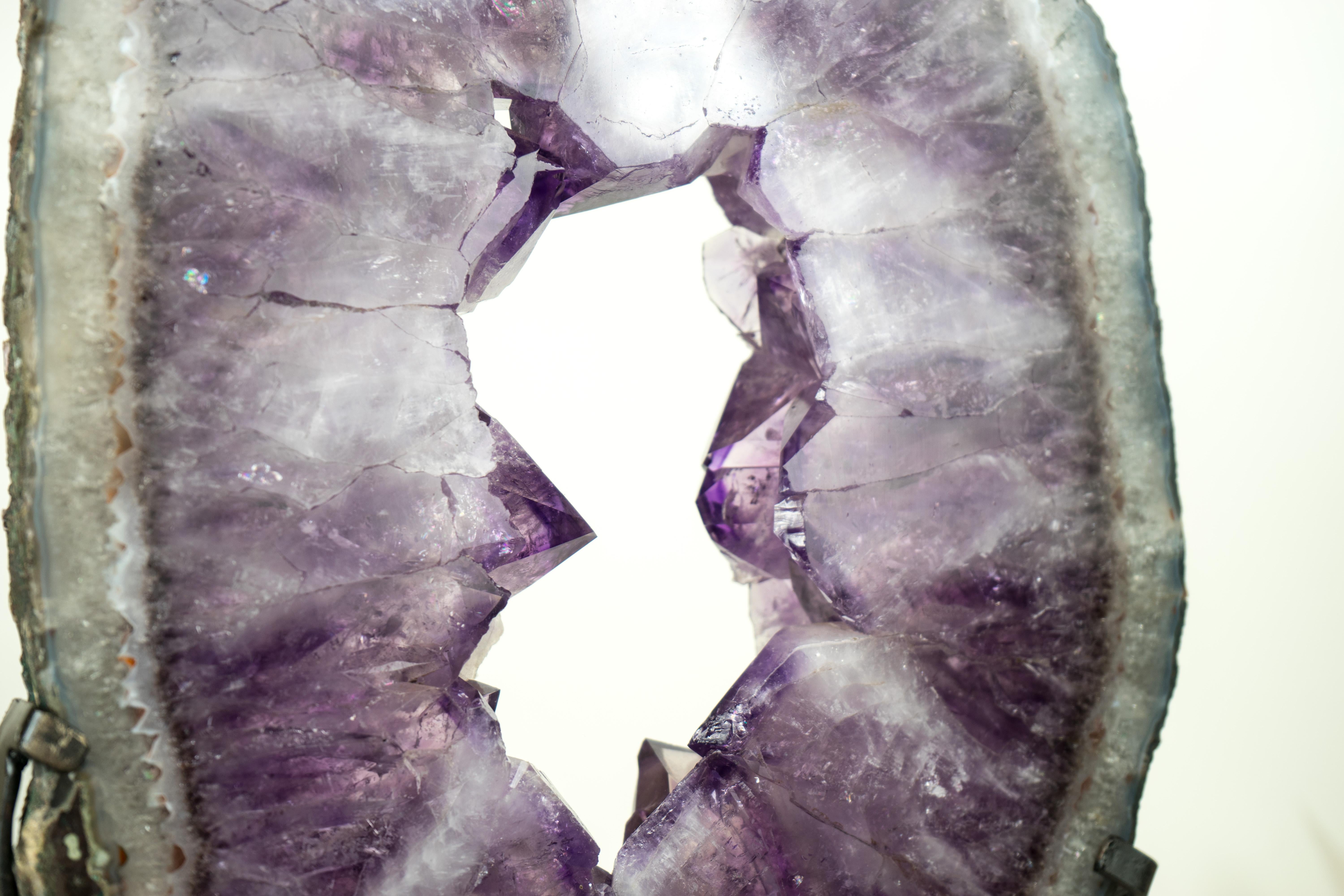 Agate Amethyst Portal with Large Deep Purple Amethyst Druzy - Dual-Sided For Sale