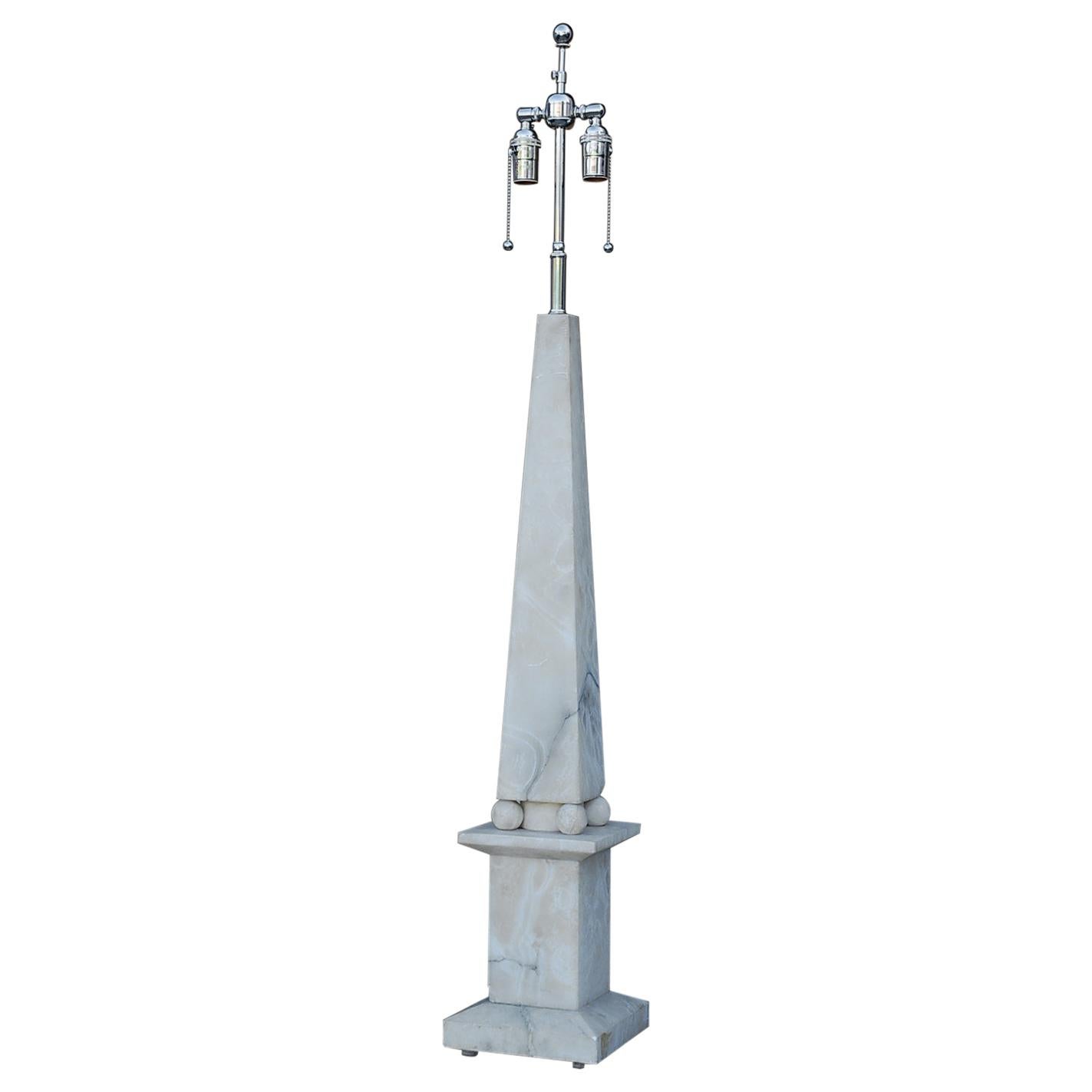 Spectacular Alabaster Obelisk Lamp