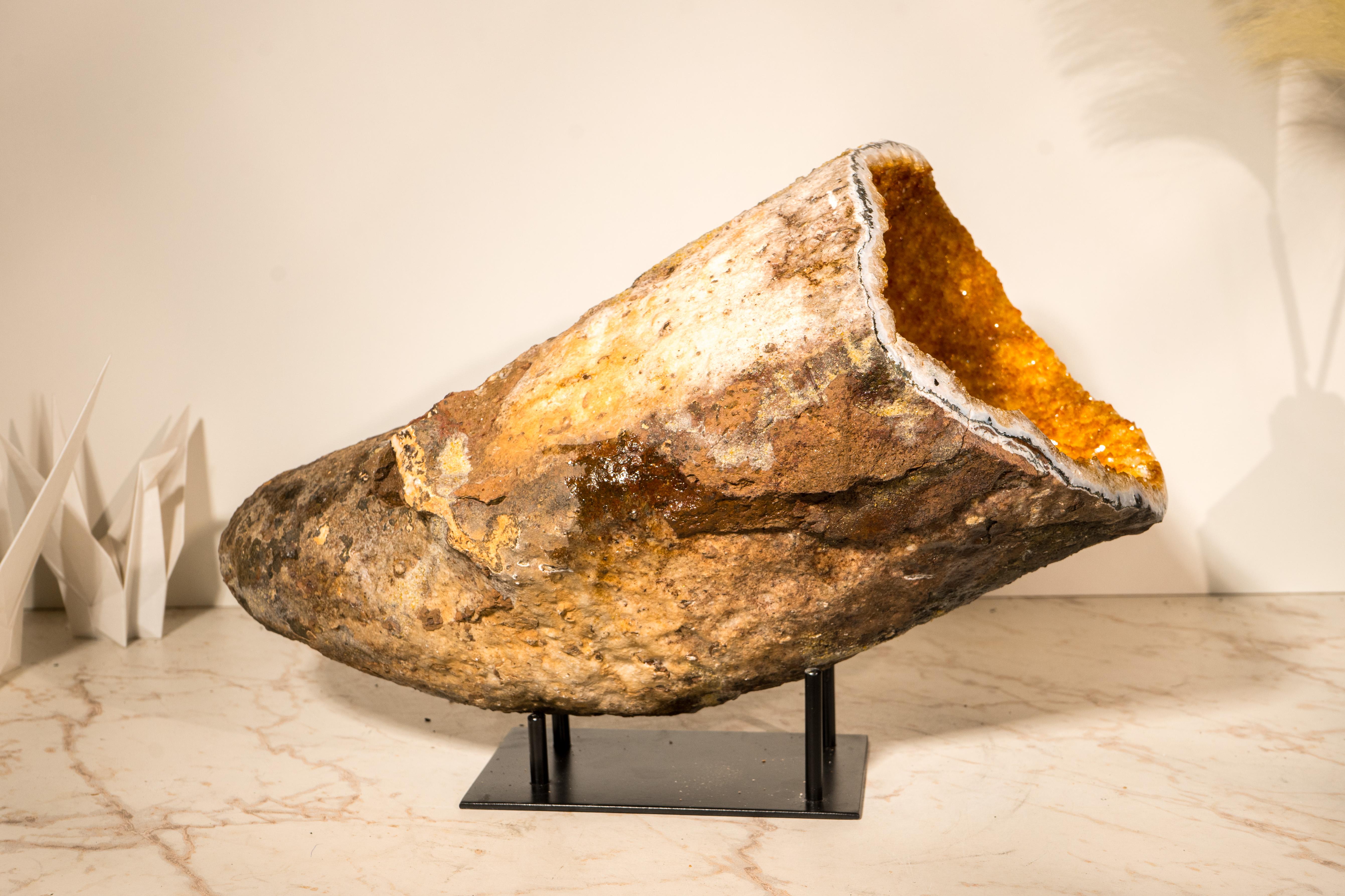 Contemporary Spectacular All-Natural Citrine Geode Cave For Sale