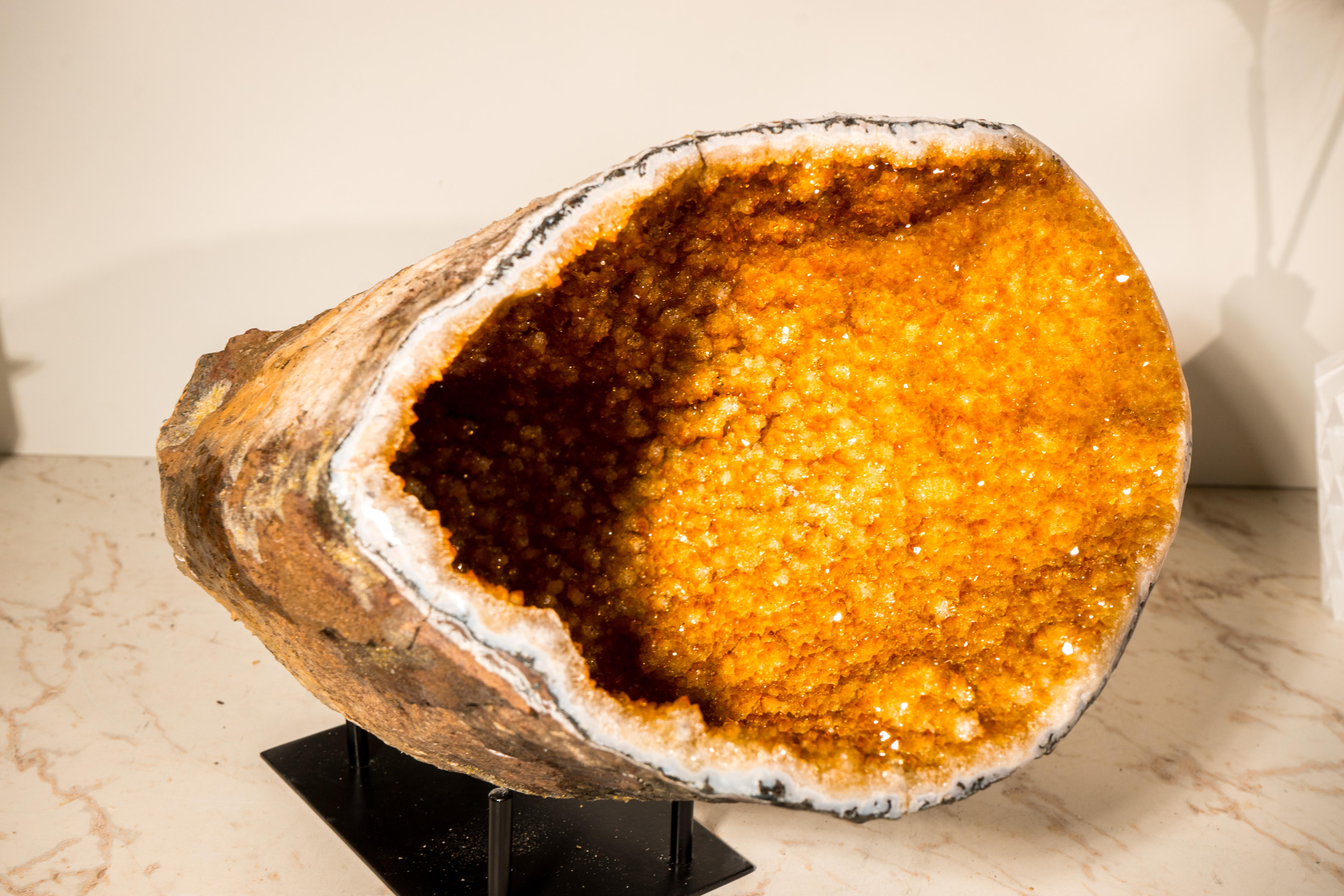 Crystal Spectacular All-Natural Citrine Geode Cave For Sale