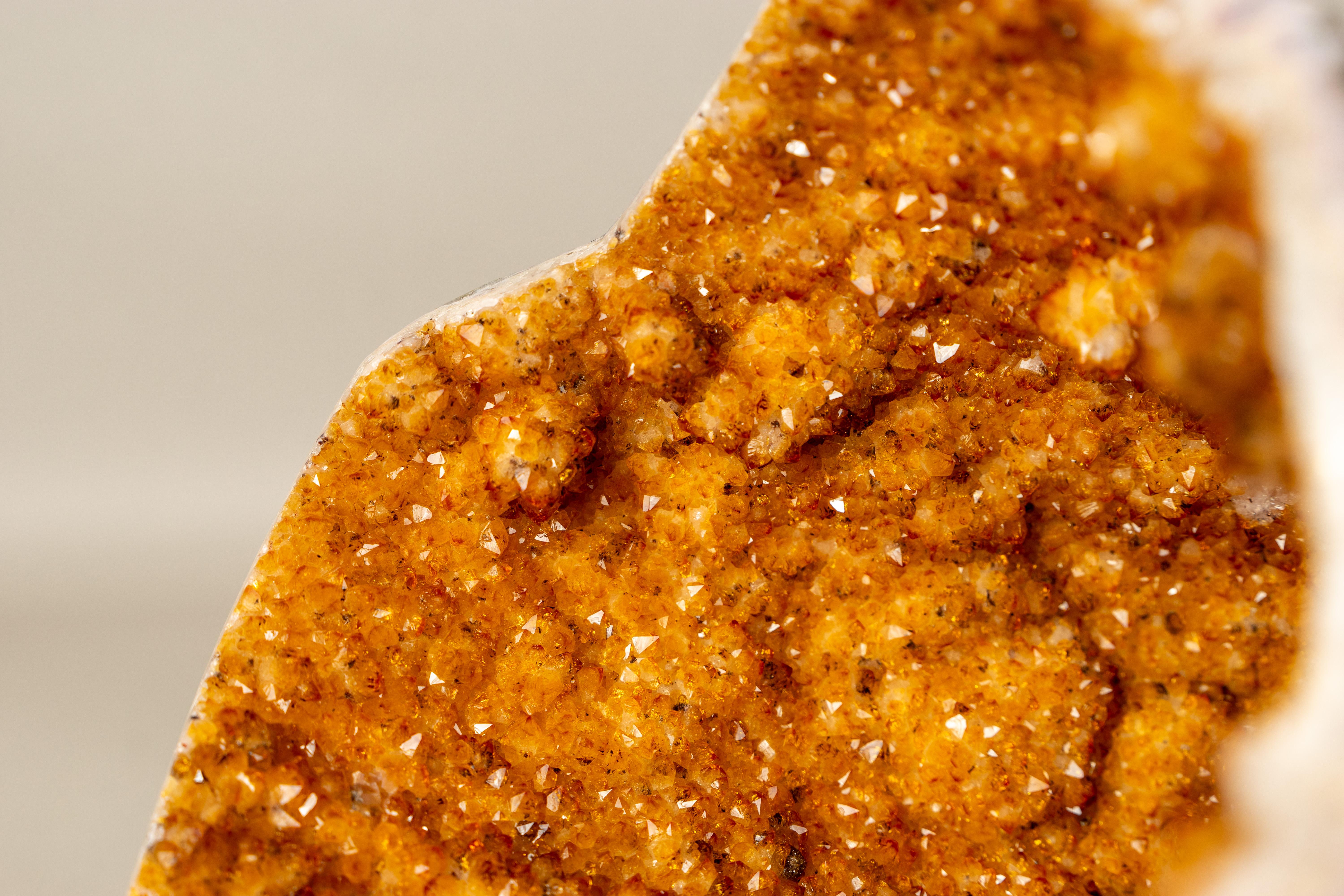 Spectacular All-Natural Citrine Geode Cave with Vibrant, Sparkly Orange Points For Sale 5