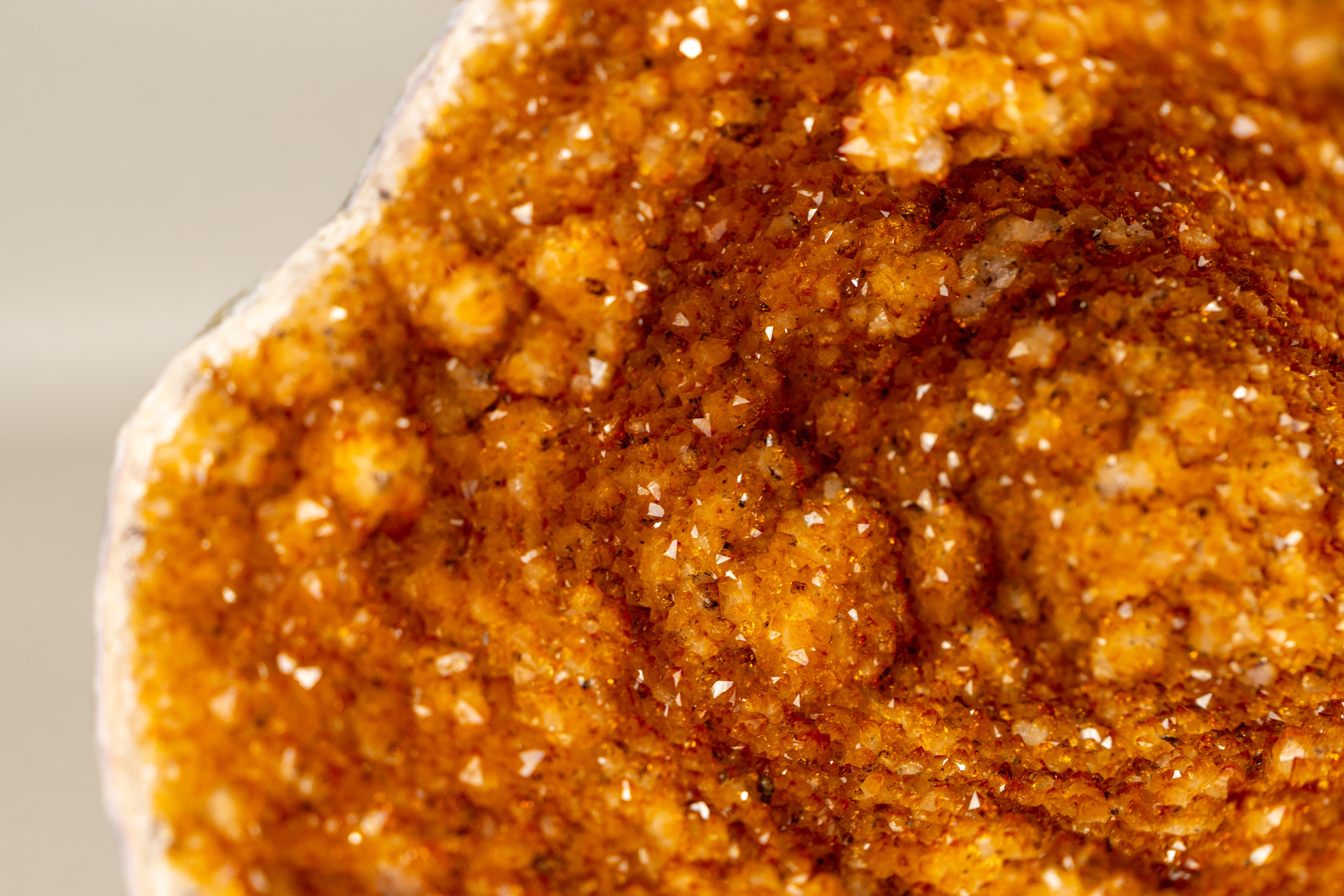 Spectacular All-Natural Citrine Geode Cave with Vibrant, Sparkly Orange Points For Sale 1