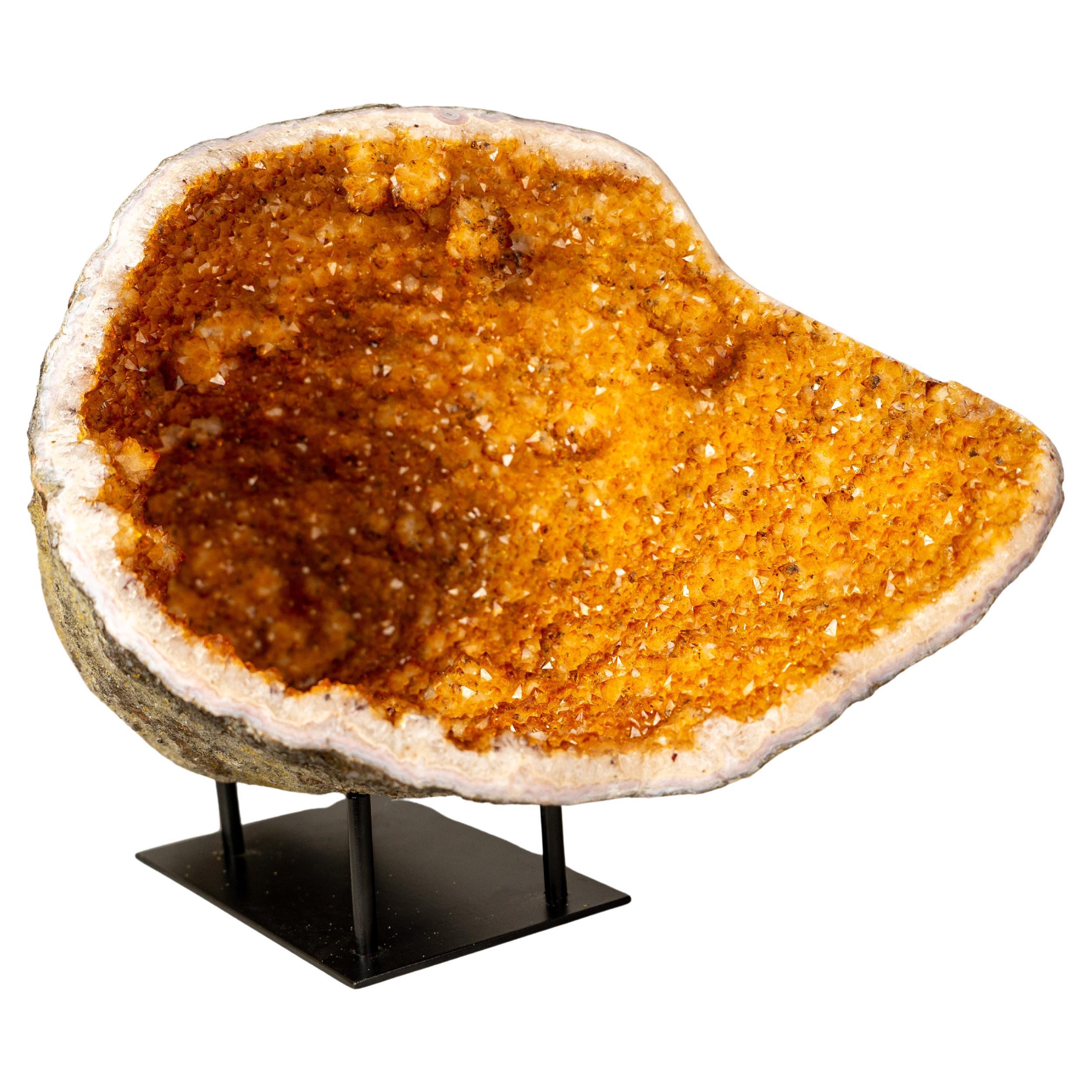 Spectacular All-Natural Citrine Geode Cave with Vibrant, Sparkly Orange Points