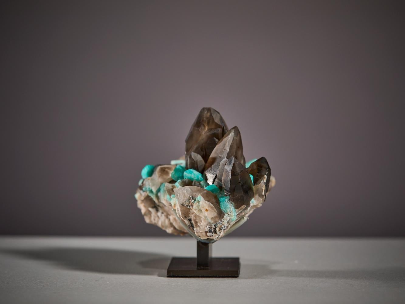 Américain Cristaux spectaculaires d'amazonite et de quartz fumé en vente