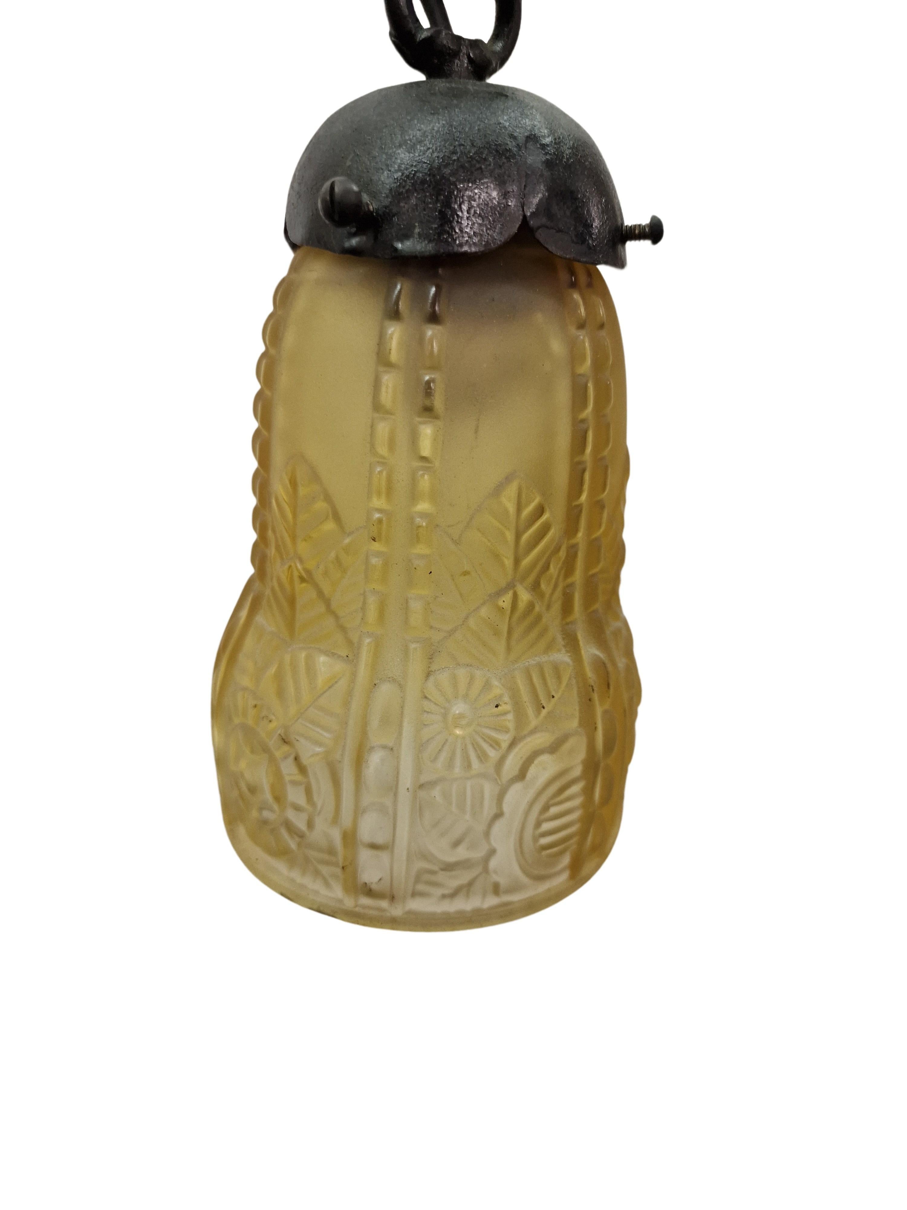 Espectacular lámpara de araña estilo Art Déco Muller Frères/Schneider 1920 Bélgica Belga en venta