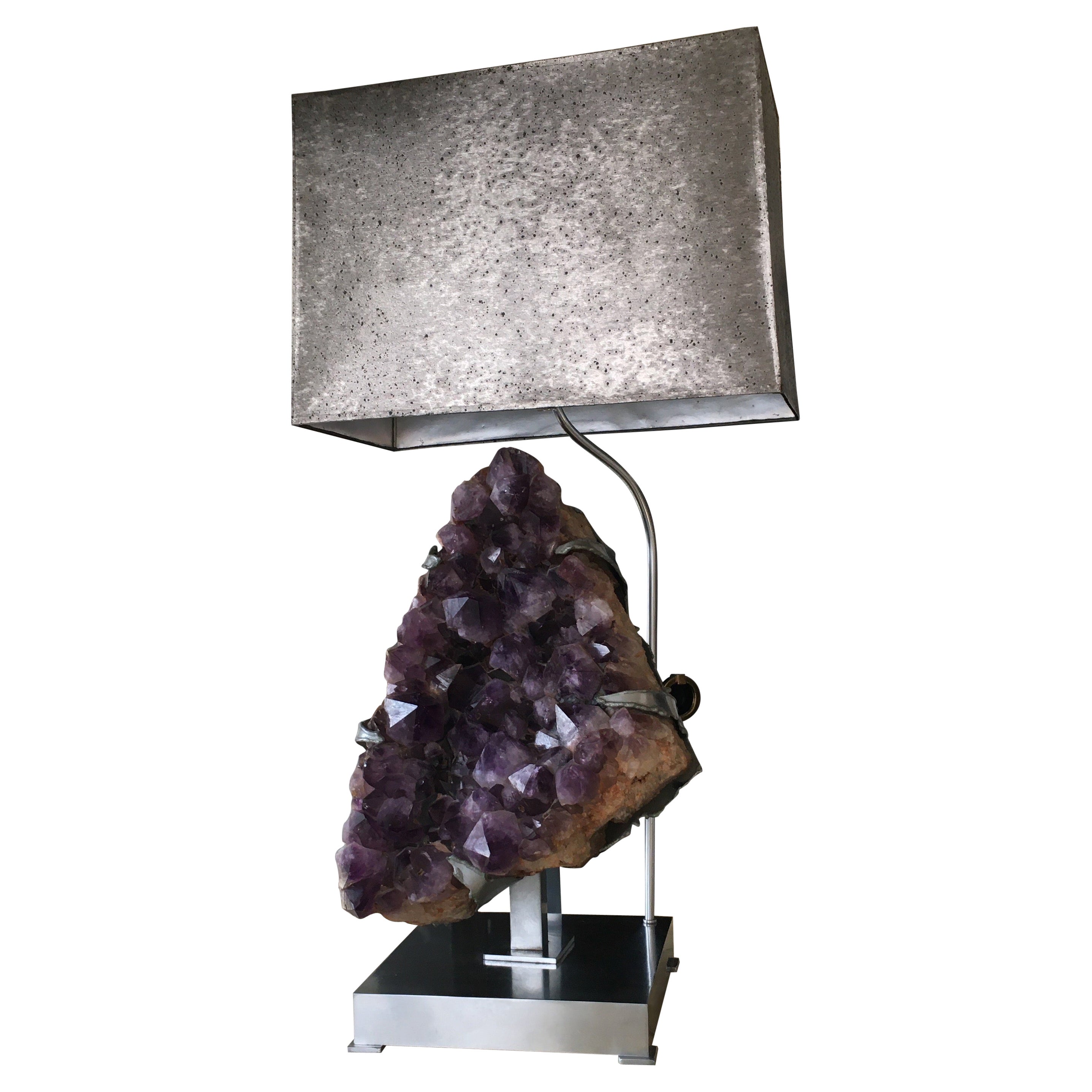 Spektakuläre Amethyst-Geo-Tischlampe von Willy Daro, Belgien 1968 im Angebot 3