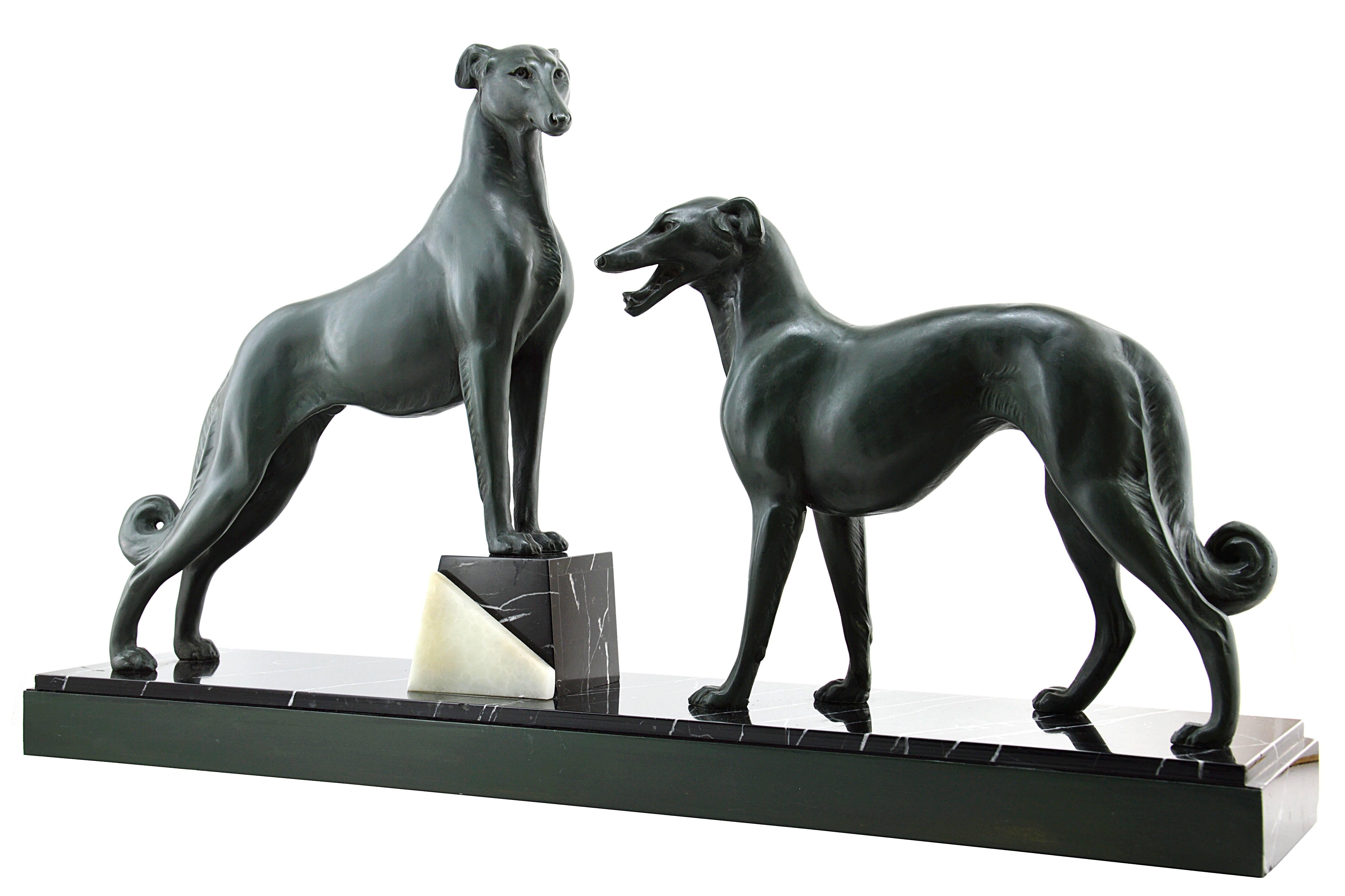 Mid-20th Century Spectacular and Large French Art Deco Greyhound 'Borzoi' Sculpture, 1930