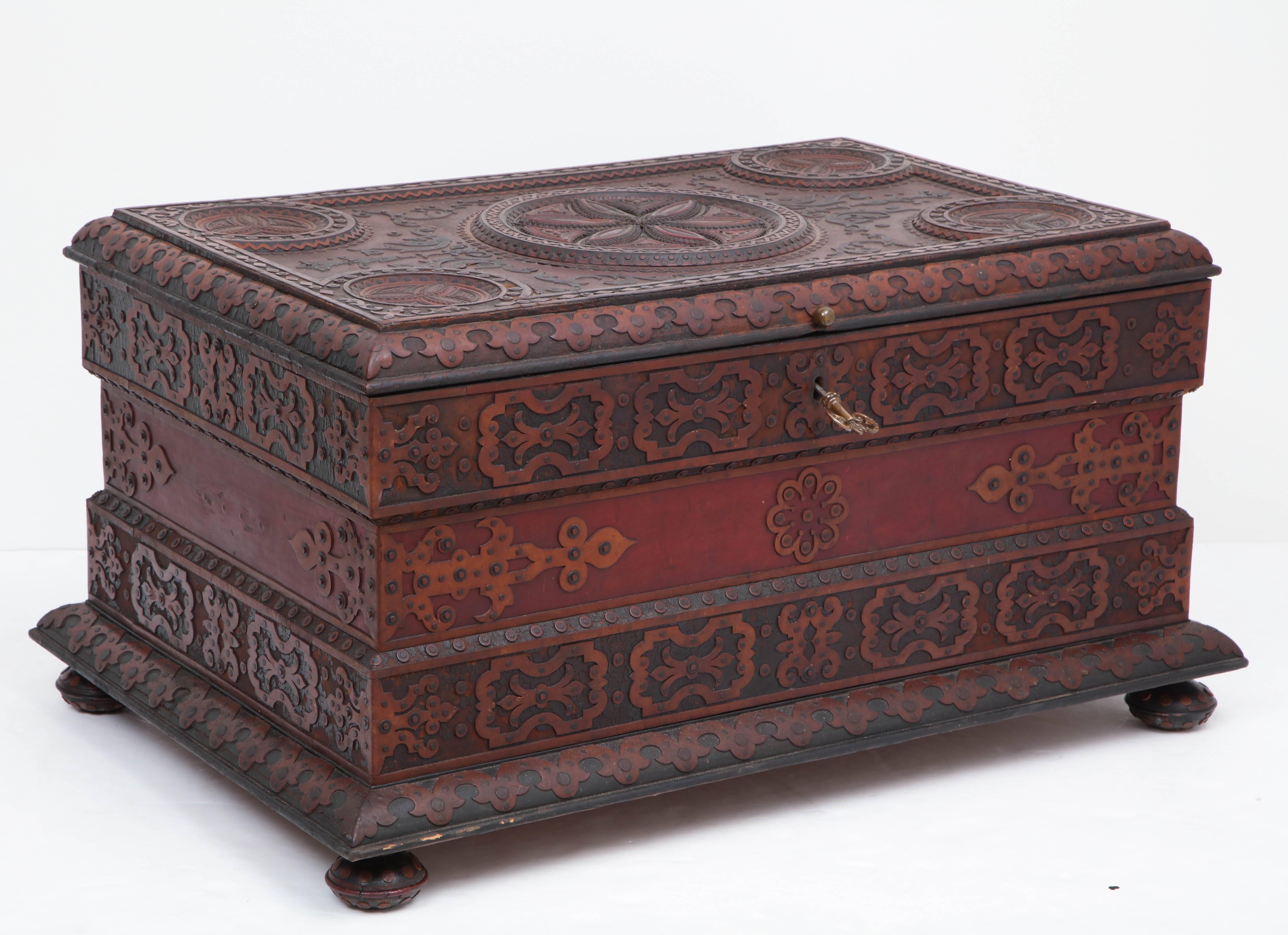 Other Spectacular and Large Tramp Art Blanket Box, circa 1890-1910
