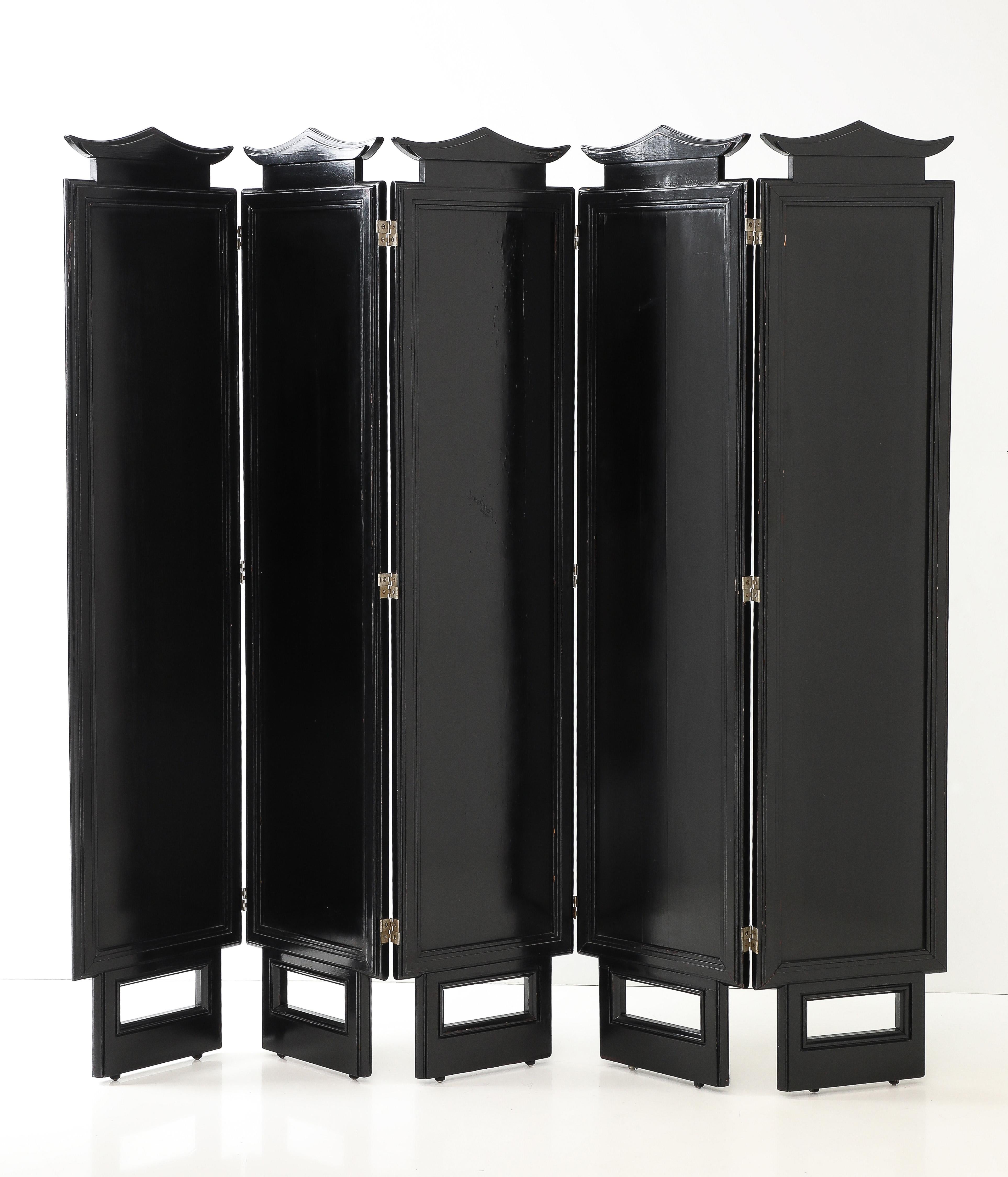 Spectacular and Rare five Paneled  screen by James Mont For Sale 4