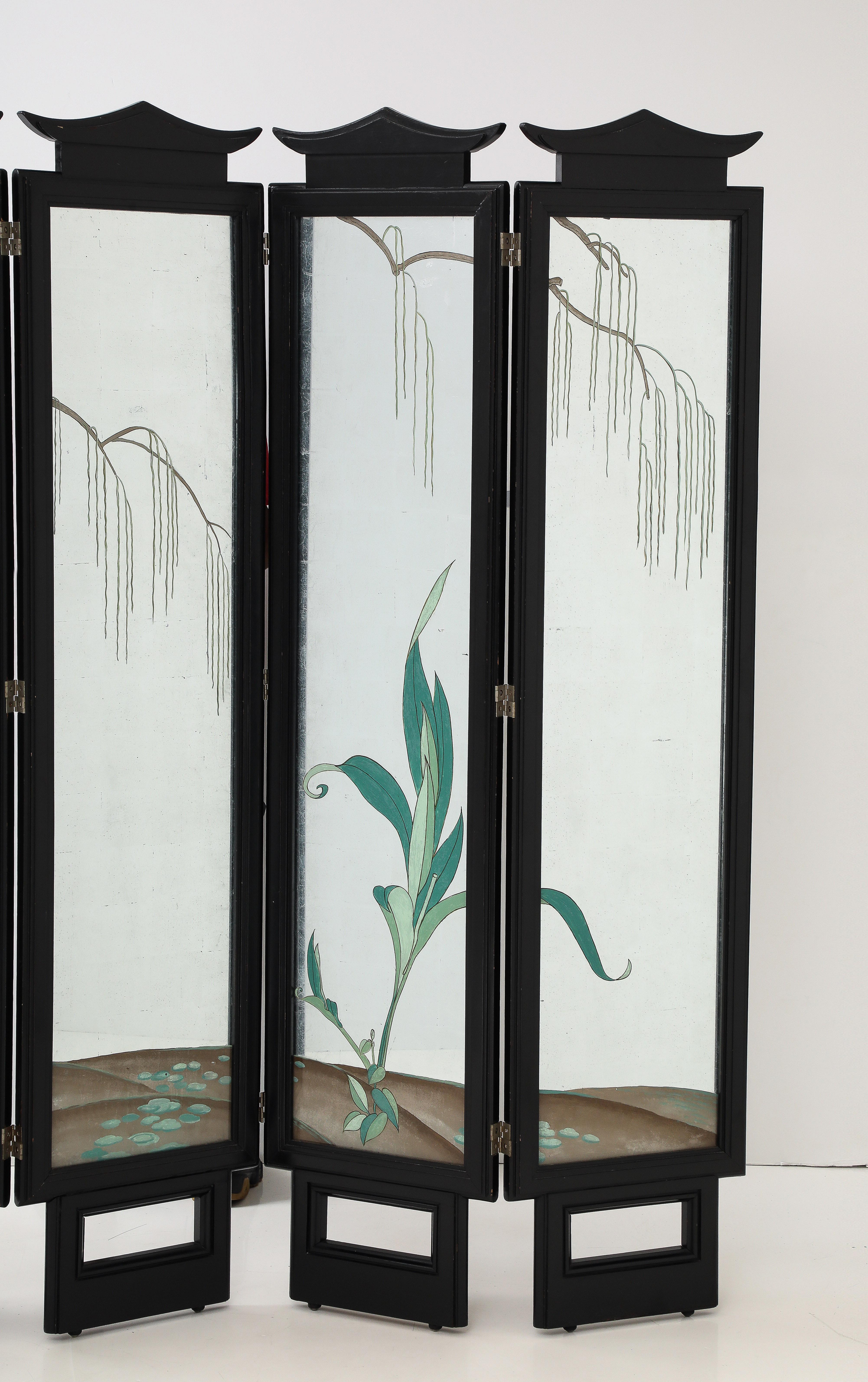 American Spectacular and Rare five Paneled  screen by James Mont For Sale