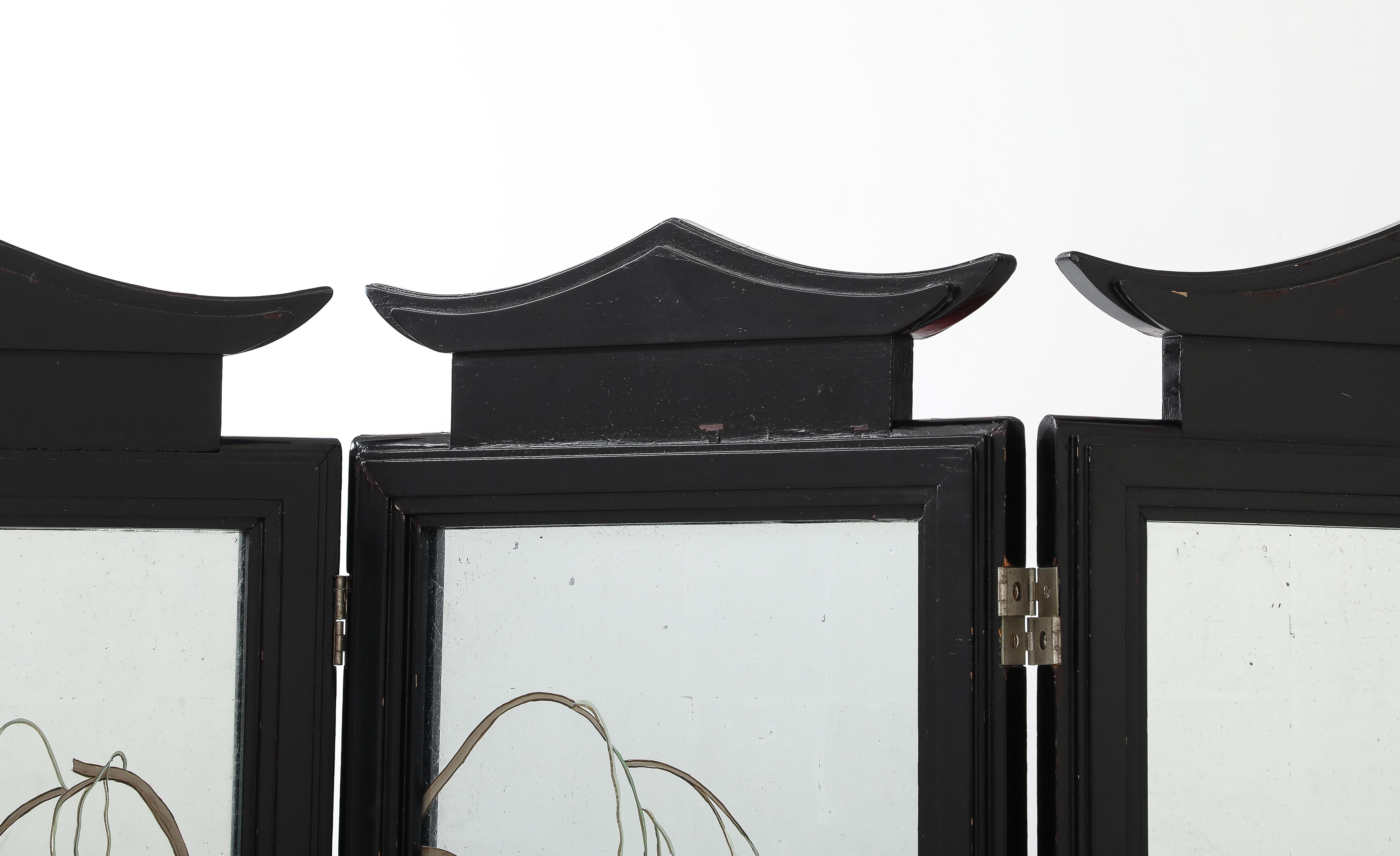 Mirror Spectacular and Rare five Paneled  screen by James Mont For Sale