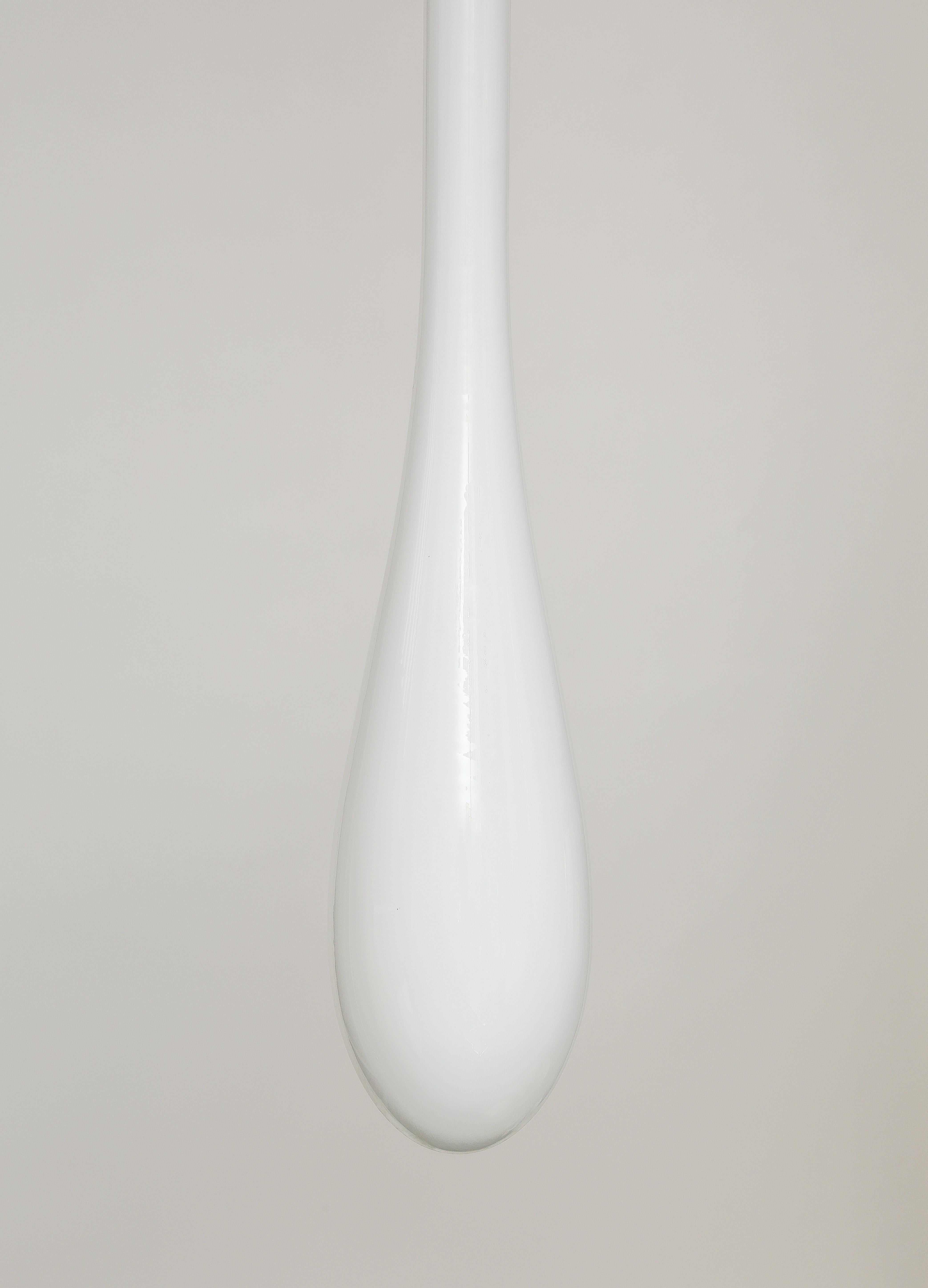 Exceptionally Tall Murano White Tear Drop Pendant For Sale 2