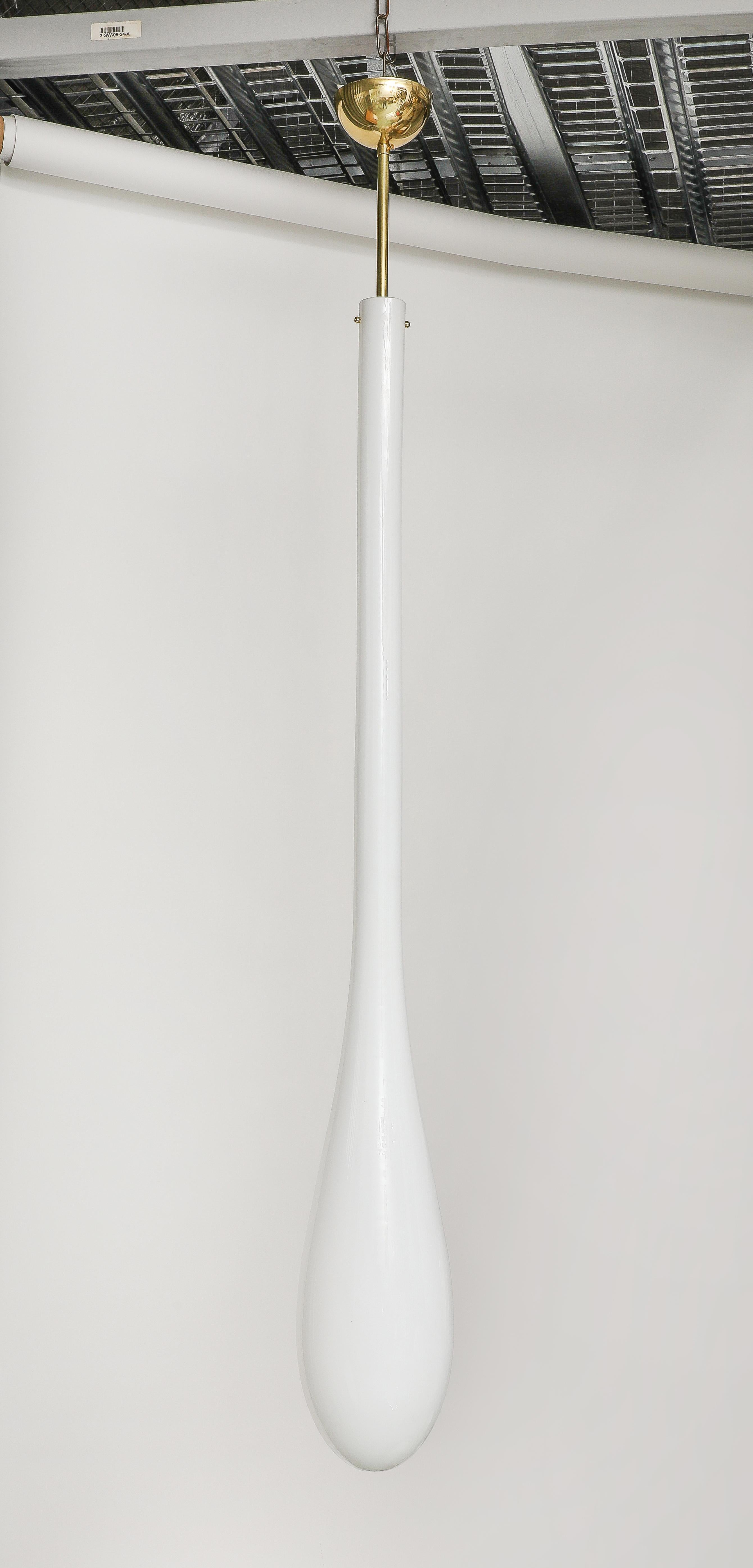 Contemporary Exceptionally Tall Murano White Tear Drop Pendant For Sale