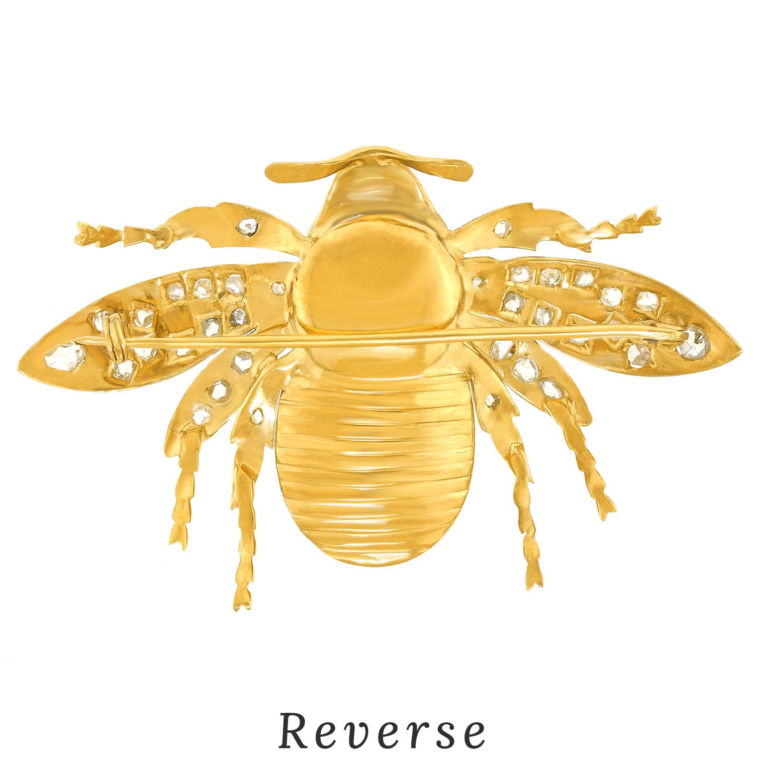 Women's or Men's Spectacular Antique Bee Brooch For Sale