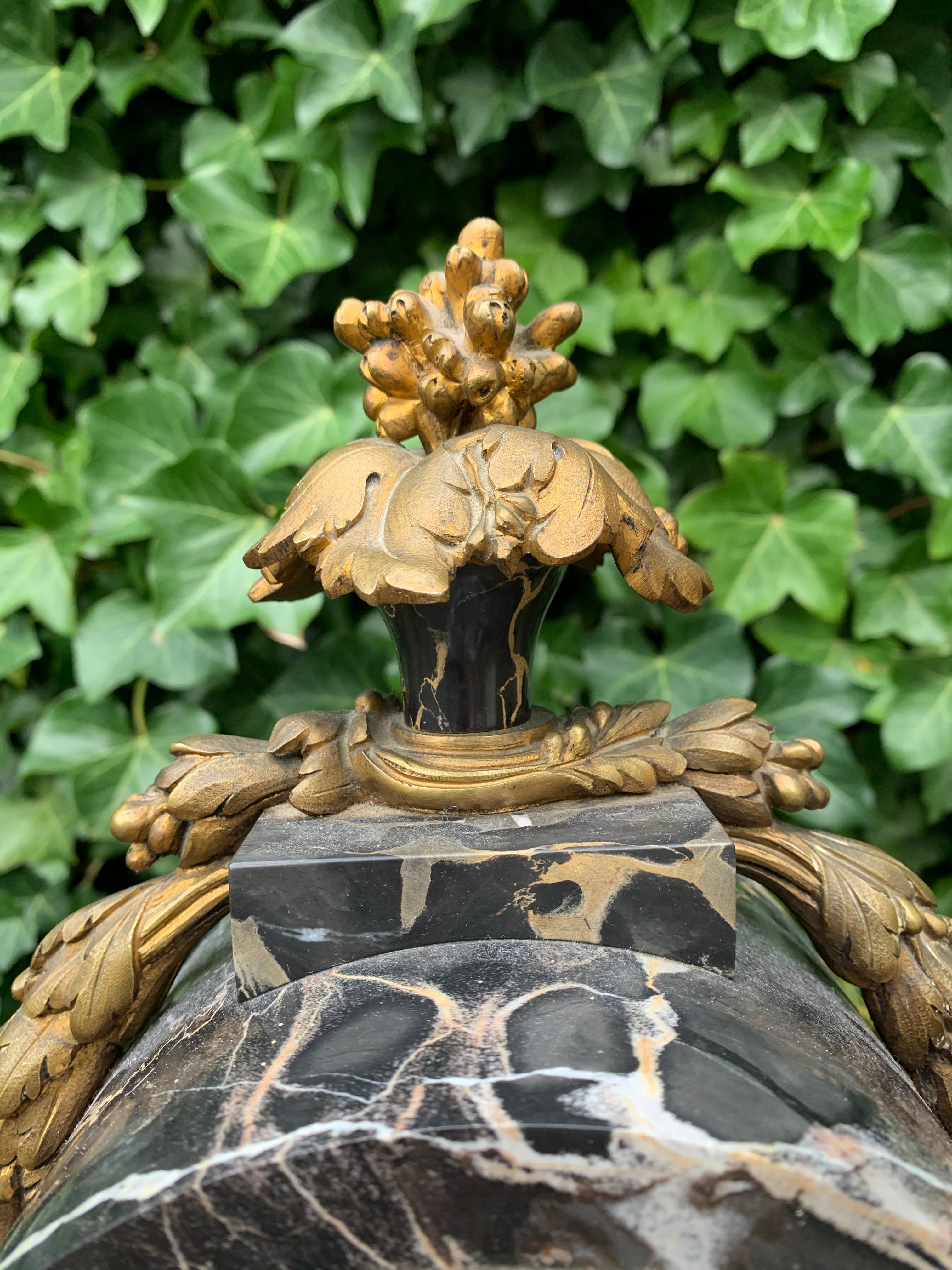 Antique Bronze and Stunning Marble Clock Garniture with Eagle Sculptures For Sale 7
