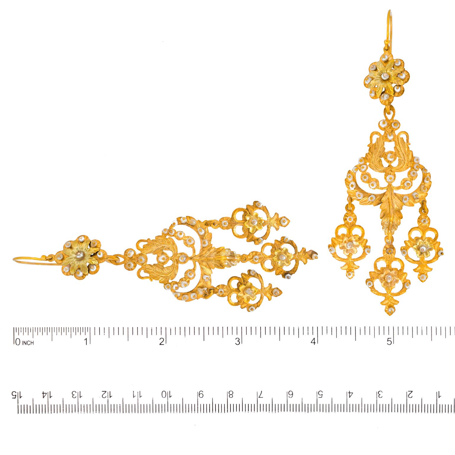 Women's Spectacular Antique Chandelier Earrings For Sale