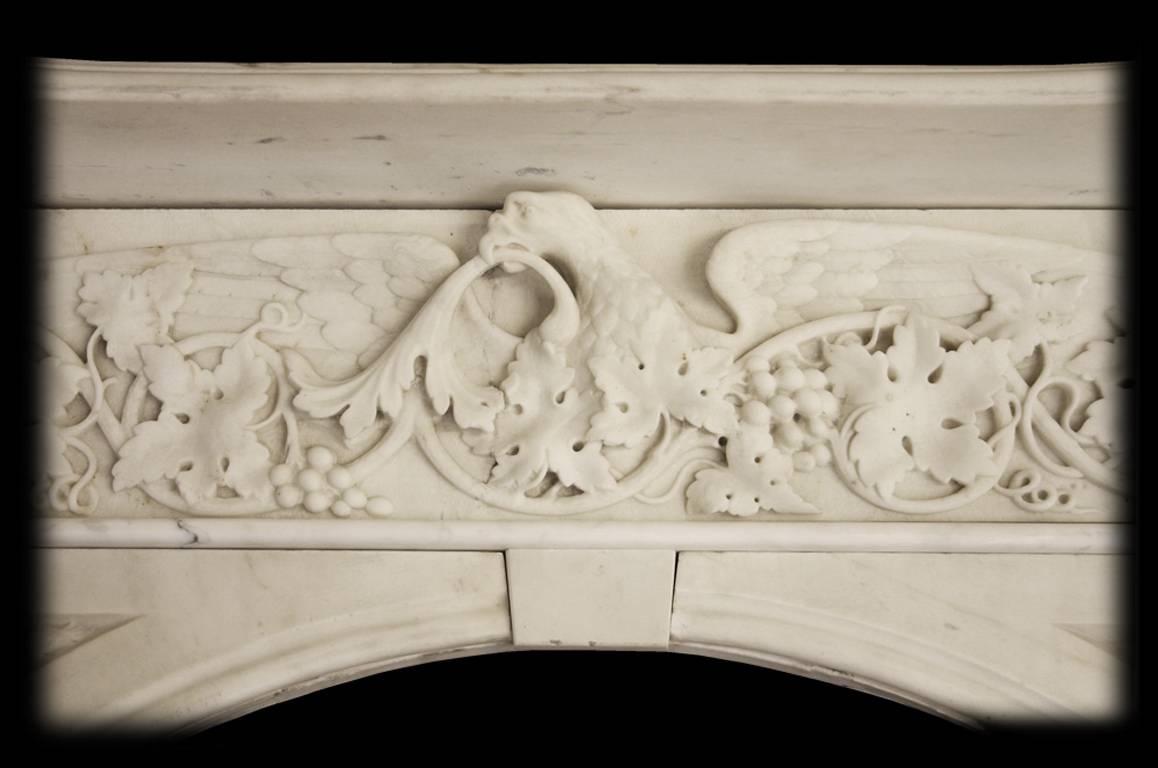 Spectacular Antique Early Victorian Carved Marble Chimneypiece In Good Condition For Sale In Manchester, GB