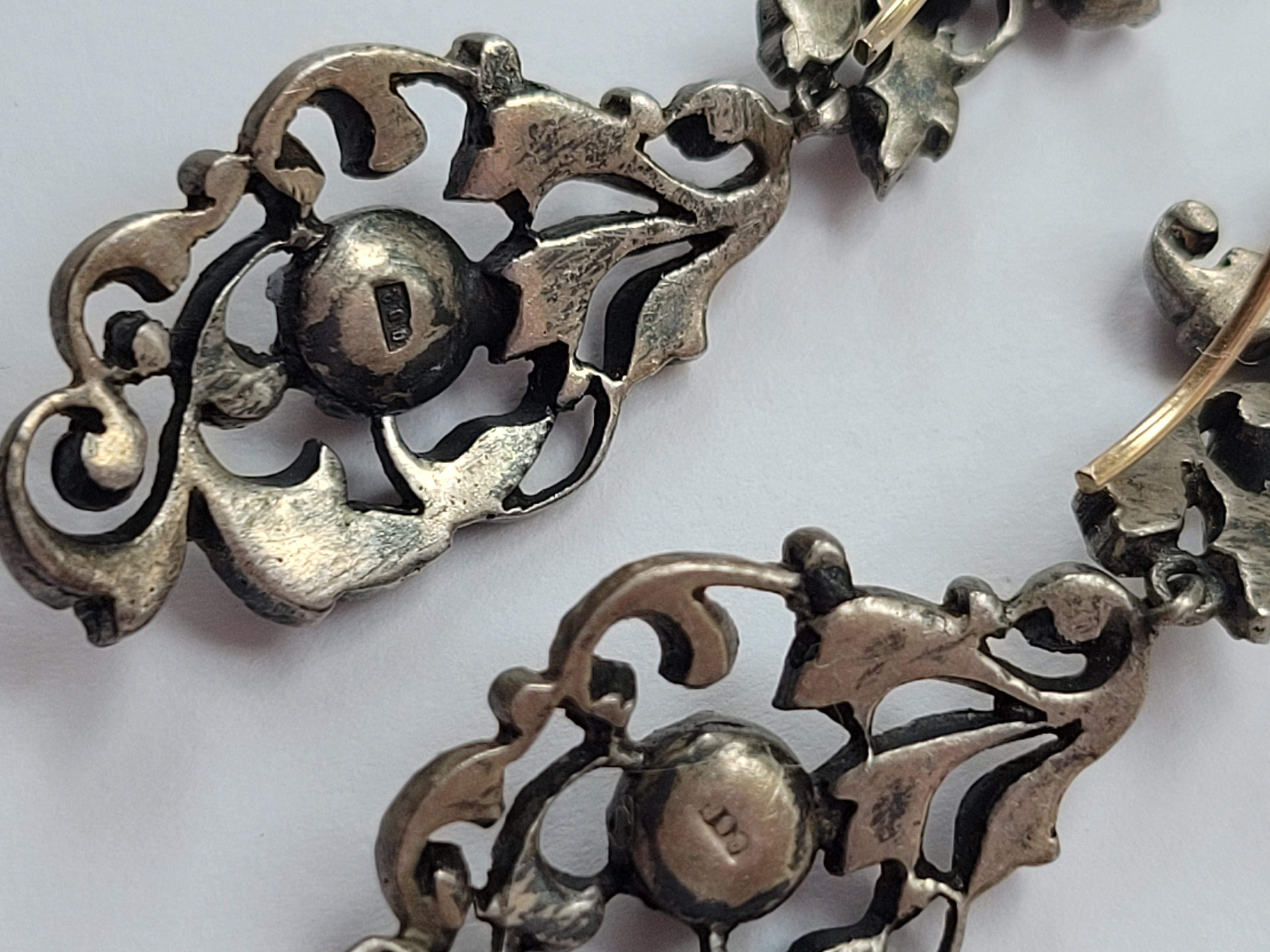 Spektakuläre antike edwardianische Gold-Silber-Pastell-Tropfen-Ohrringe im Zustand „Gut“ im Angebot in Boston, Lincolnshire