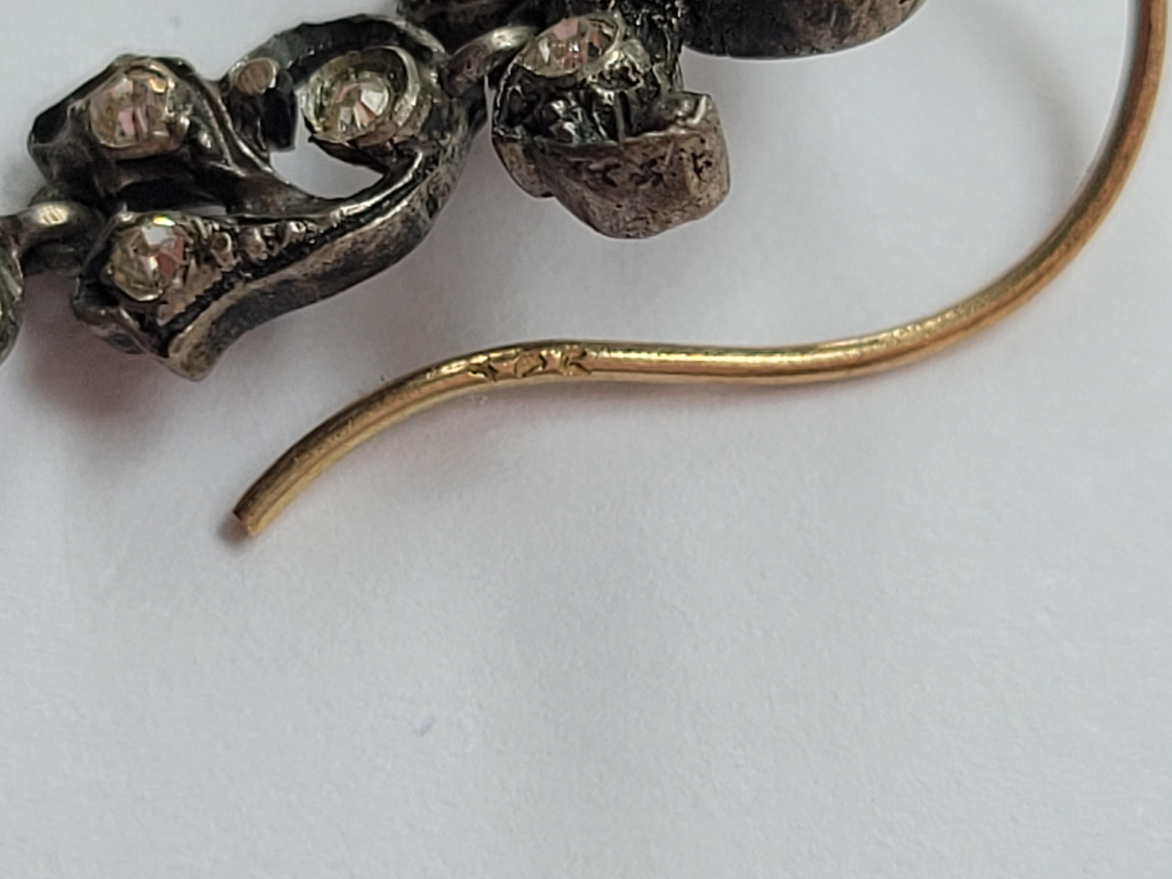 Spektakuläre antike edwardianische Gold-Silber-Pastell-Tropfen-Ohrringe im Angebot 2
